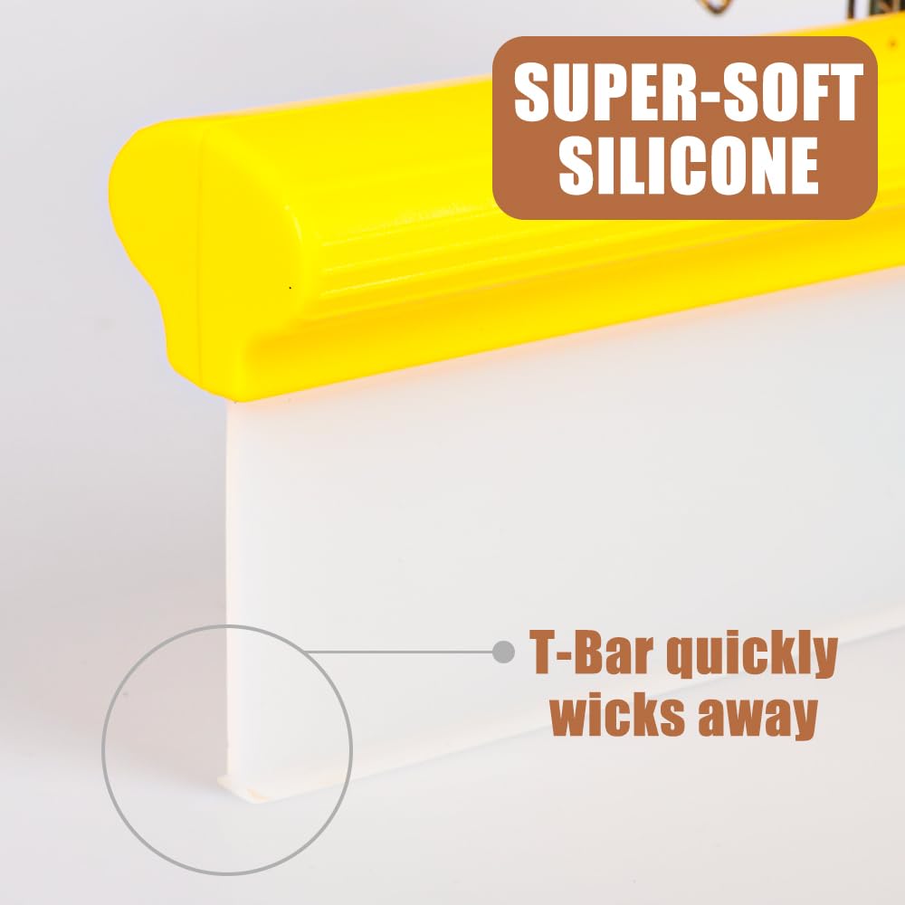 12 Inch Silicone Car Squeegee - Flexible T-Bar Water Blade for Car Drying, Windshield, Glass, Window & Mirror Cleaning - Perfect for Automotive Detailing & Bathroom Use