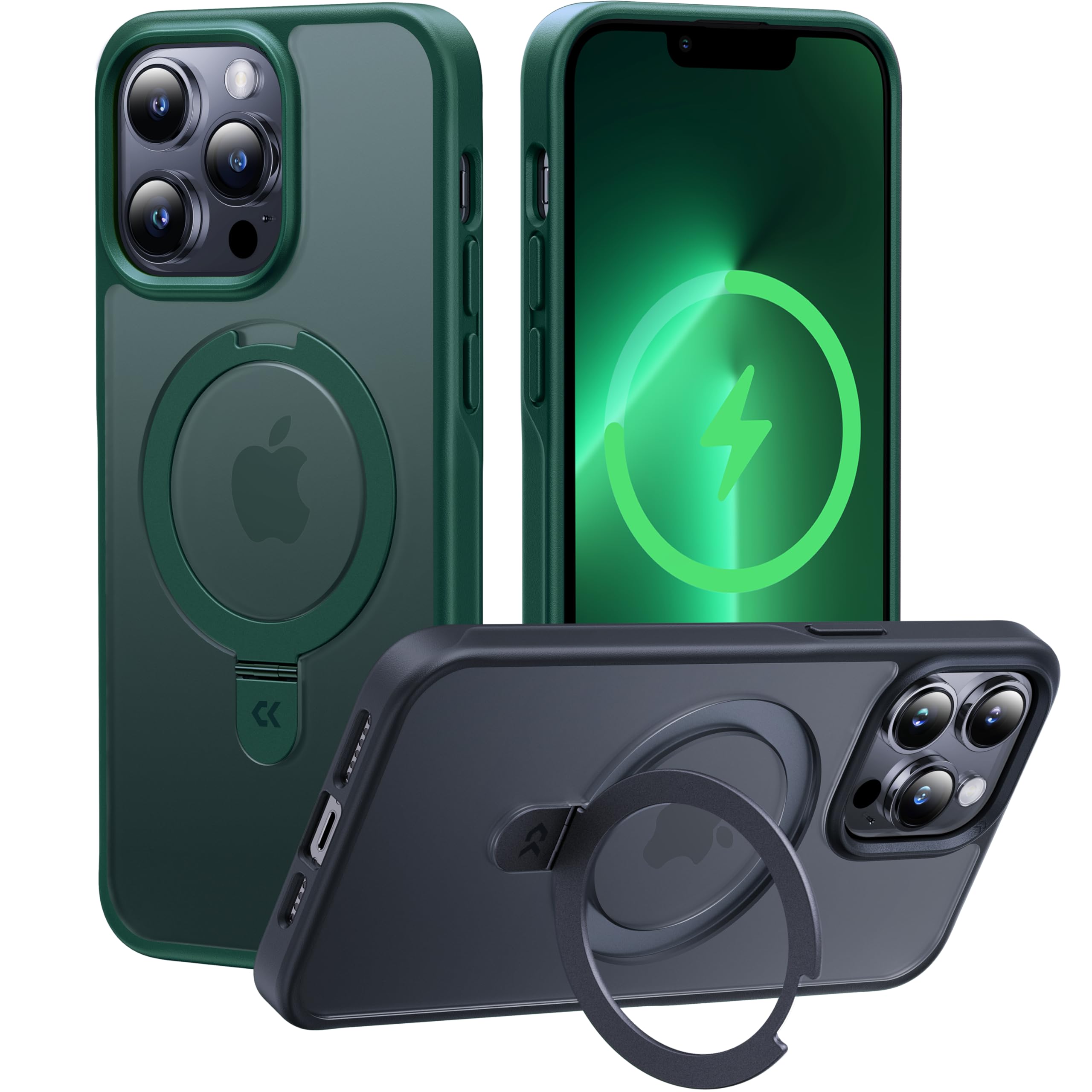 CASEKOO Magnetic iPhone 13 Pro Max Case (6.7 Inch 2021) - Military Drop Protection, Shockproof Matte Finish, Invisible Stand & MagSafe Compatible - Perfect for Work, Travel & Everyday Use (Green)