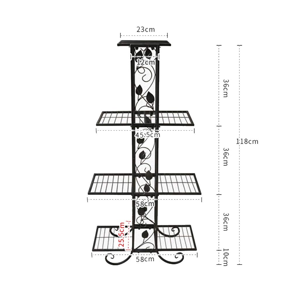 HUOQILIN Wrought Iron Multi-Tier Flower Pot Stand - 118cm European Style Plant Display Shelf for Orchids, Coffee Table Decor (Brown) | Perfect for Indoor Gardens, Living Room, Balcony & Patio Decor