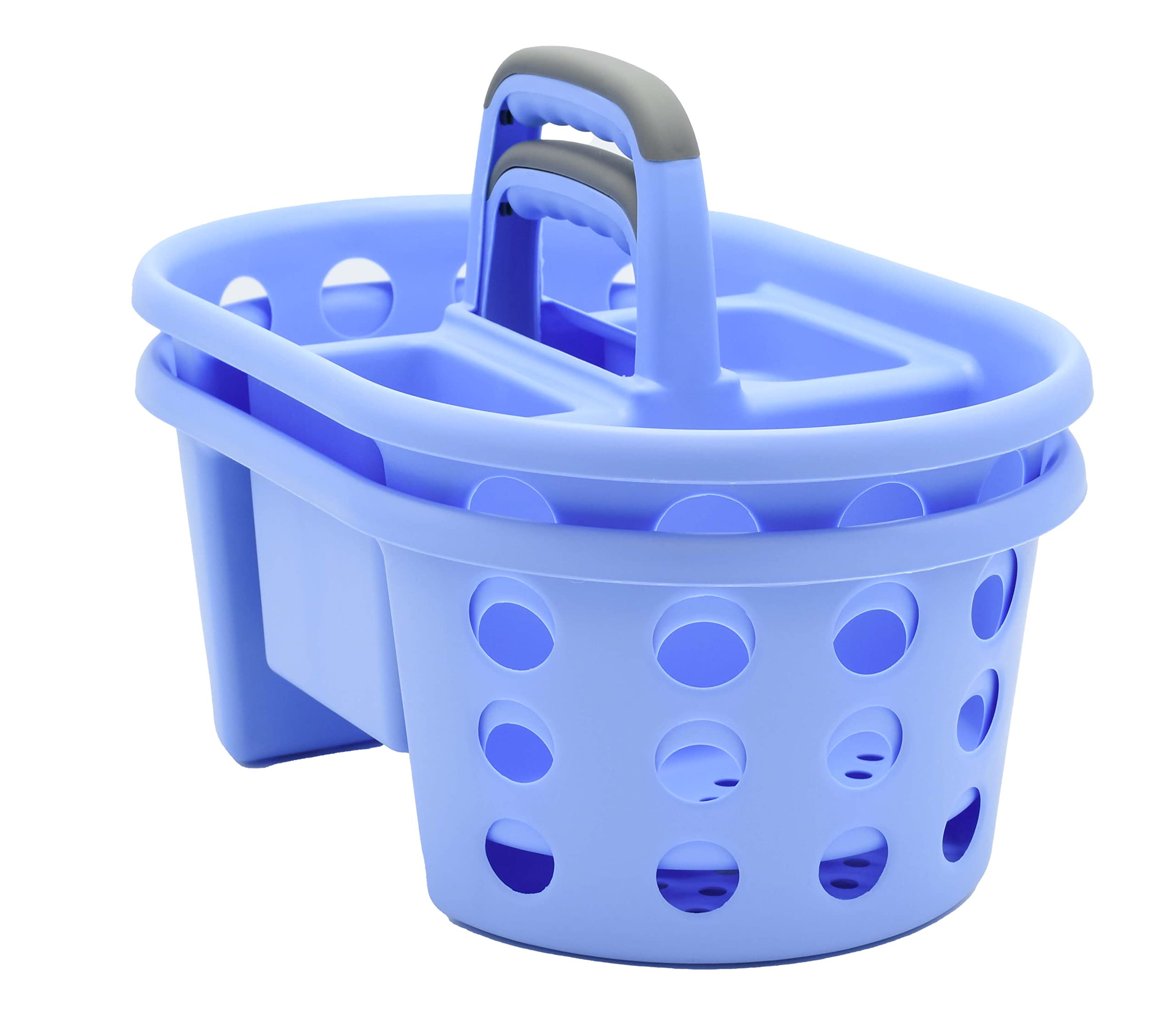 SIMPLYKLEEN 2-Pack Plastic Shower Caddy - Bathroom Storage Organizer with Handle, Craft & School Supplies Organizer, Teacher Desk Organizer (Periwinkle Blue, Made in USA) - Perfect for Showers, Dorm Rooms & Classroom Organization
