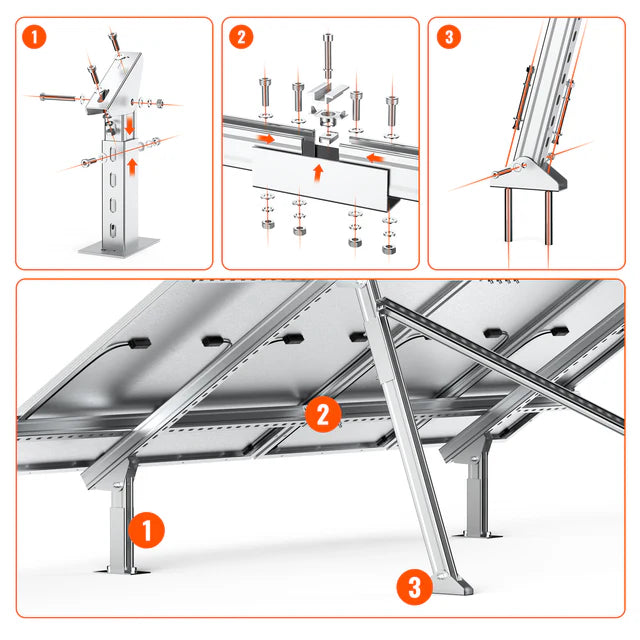 Rich Solar Solar Ground Mount Kit - Compatible with MEGA 100, MEGA 100 SLIM & MEGA 150 Solar Panels | Heavy-Duty Racking System for Off-Grid & RV Solar Installations | Perfect for Residential, Commercial & Outdoor Solar Projects