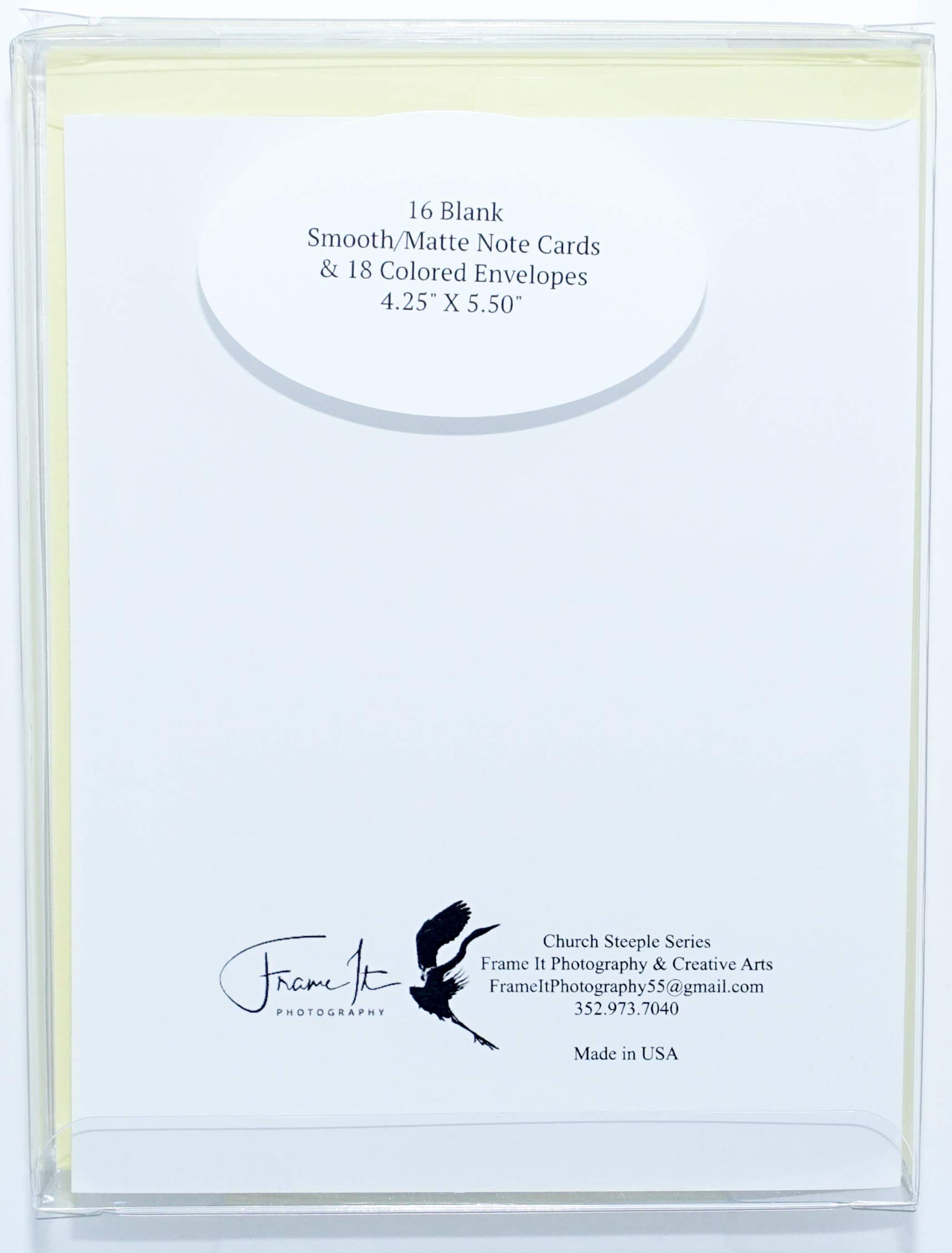 Church Steeple Note Cards Set - 16 Blank Cards with Envelopes for All Occasions - Thank You, Christmas, Baptism Gifts