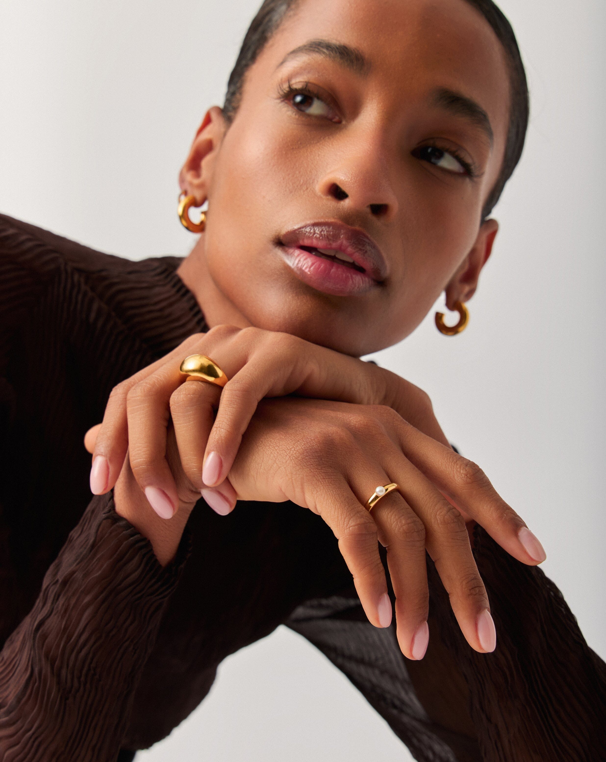 18k Gold Vermeil Pearl Stacking Ring - Classic Button Pearl Design for Women | Elegant Layered Jewelry for Everyday Wear, Weddings & Special Occasions