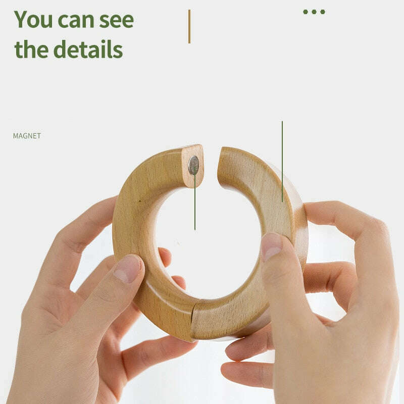 Wooden Magnetic Curtain Tiebacks - Round Wood Rings for Drapes & Curtains - Perfect for Living Room, Bedroom, and Home Decor