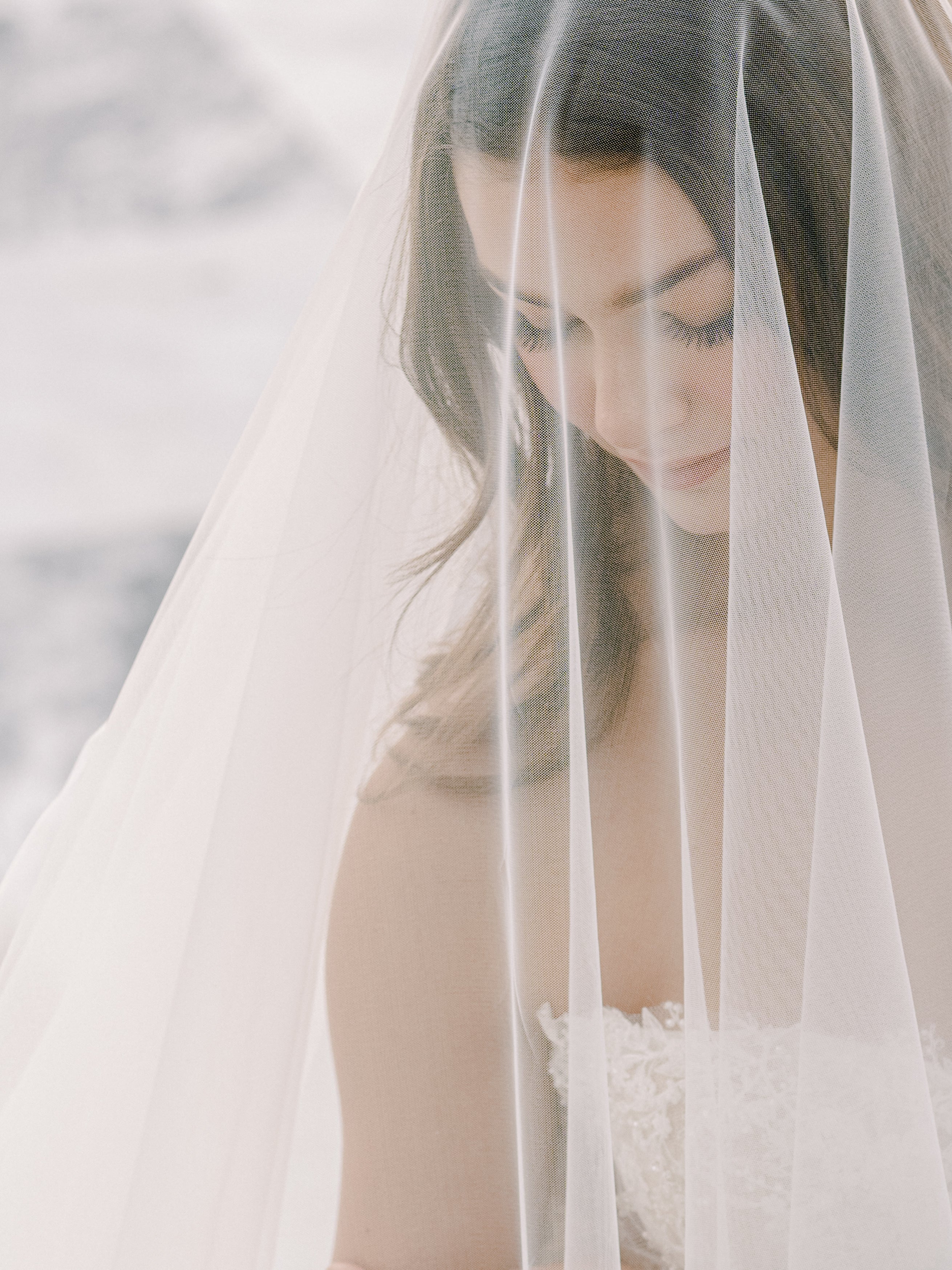 VALENTINA Chantilly Lace Edged Drop Cathedral Bridal Veil - Elegant Wedding Accessory for Brides, Perfect for Church Ceremonies & Formal Weddings
