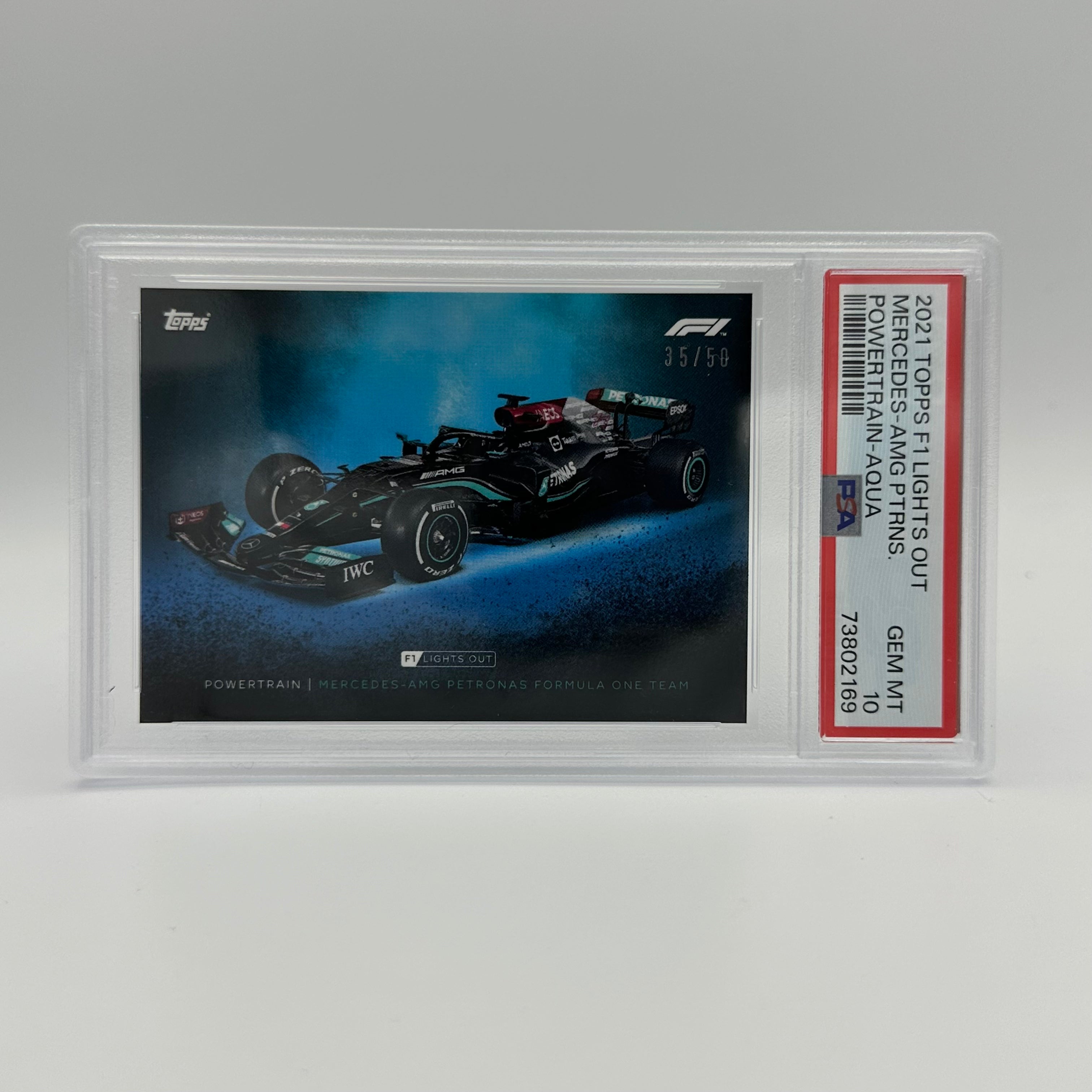 PSA 10 35/50 Mercedes AMG Petronas F1 Team Powertrain Aqua - Limited Edition Formula 1 Racing Collectible Card for Display & Investment
