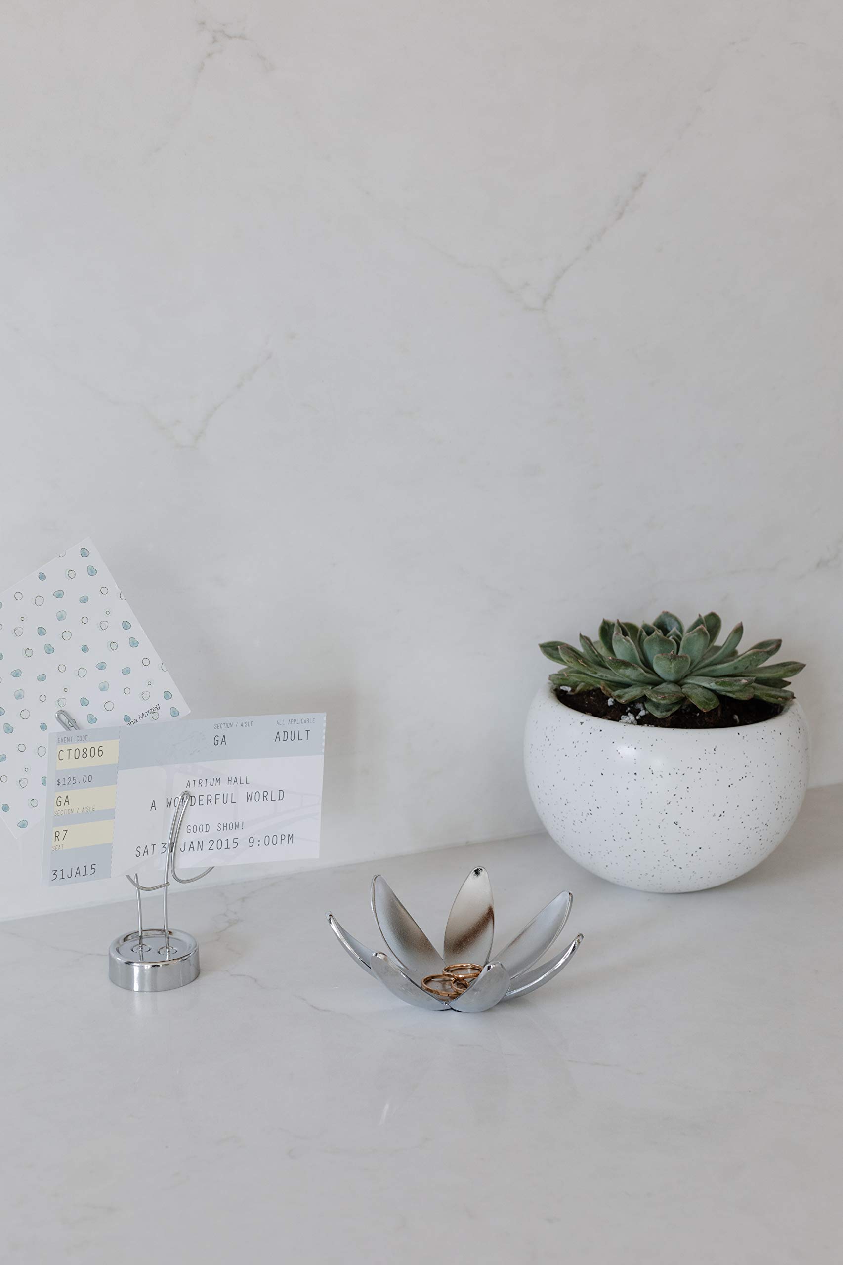 Chrome Magnolia Ring Dish for Jewelry Storage