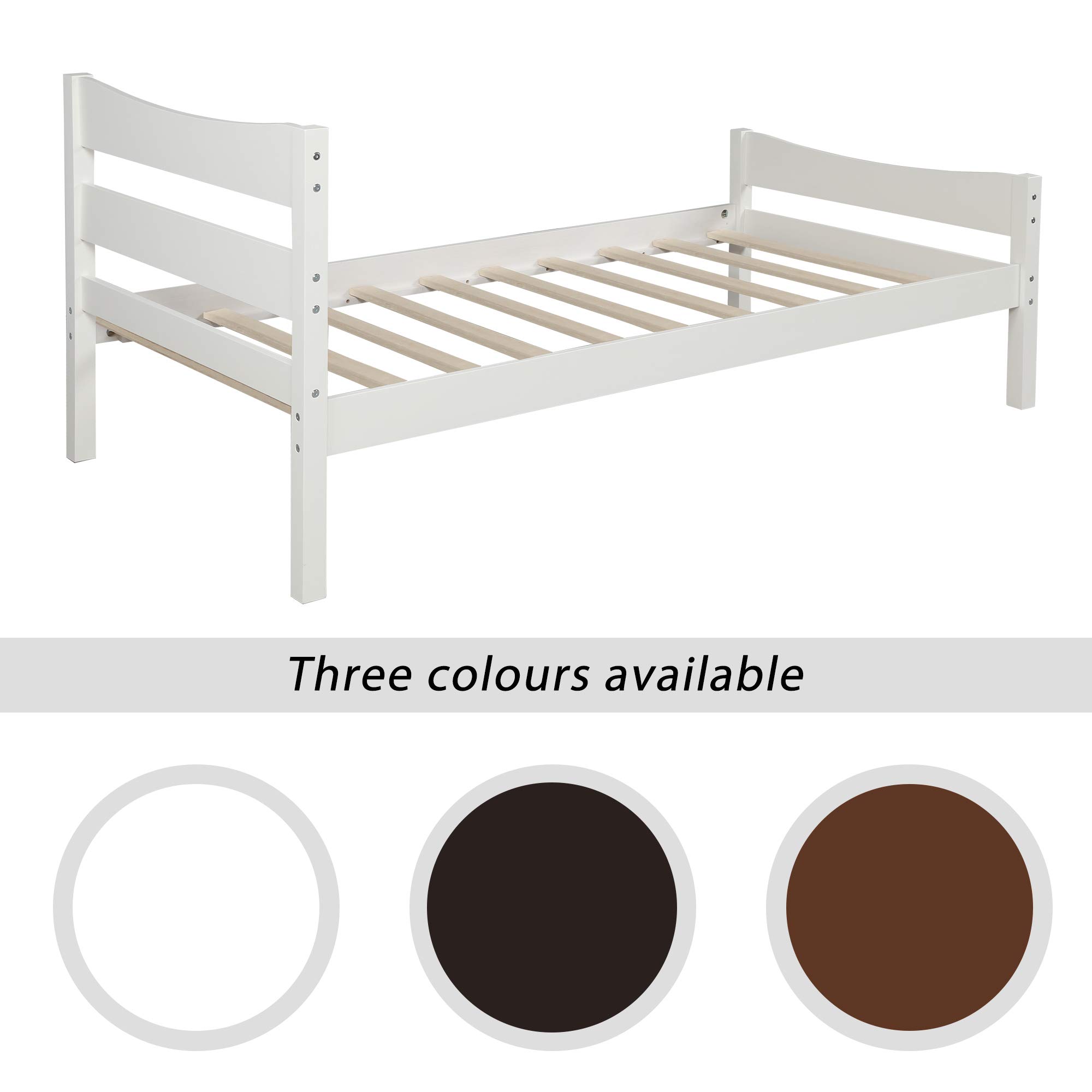 Twin Size Wooden Bed Frame with Headboard & Footboard - No Box Spring Needed, Sturdy Platform Bed for Kids & Teens, White - Perfect for Small Bedrooms, Guest Rooms & Dormitories