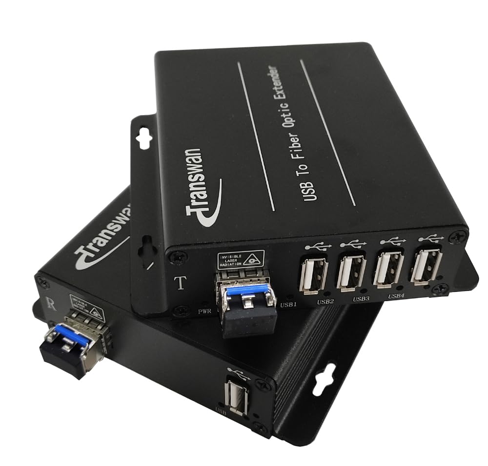 USB 2.0 Hub Over Fiber Extender - Extend USB Signals up to 5km (SMF) or 500m (MMF) | Compatible with USB 1.1 Devices | Ideal for Oscilloscopes, Industrial Equipment & Remote Workstations | High-Speed Data Transfer Solution