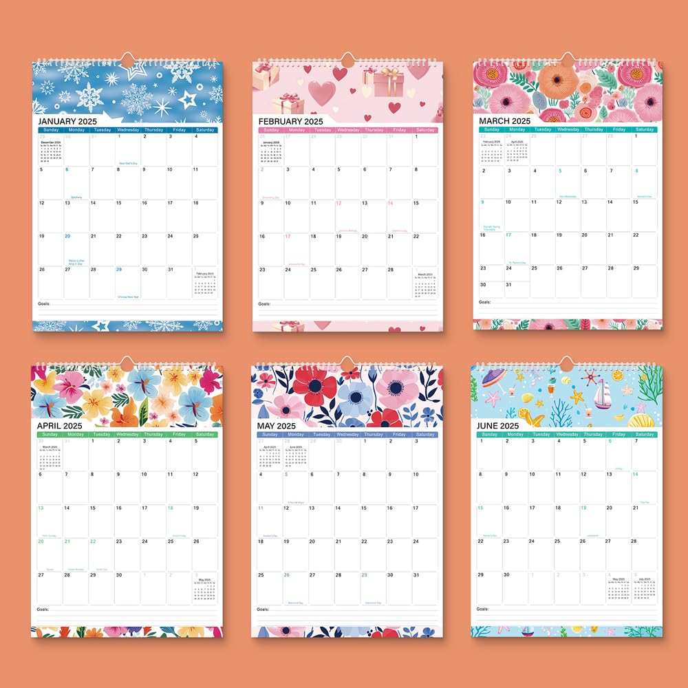 2024-2025 Wall Calendar | July 2024 - December 2025 Floral Hanging Planner | 17
