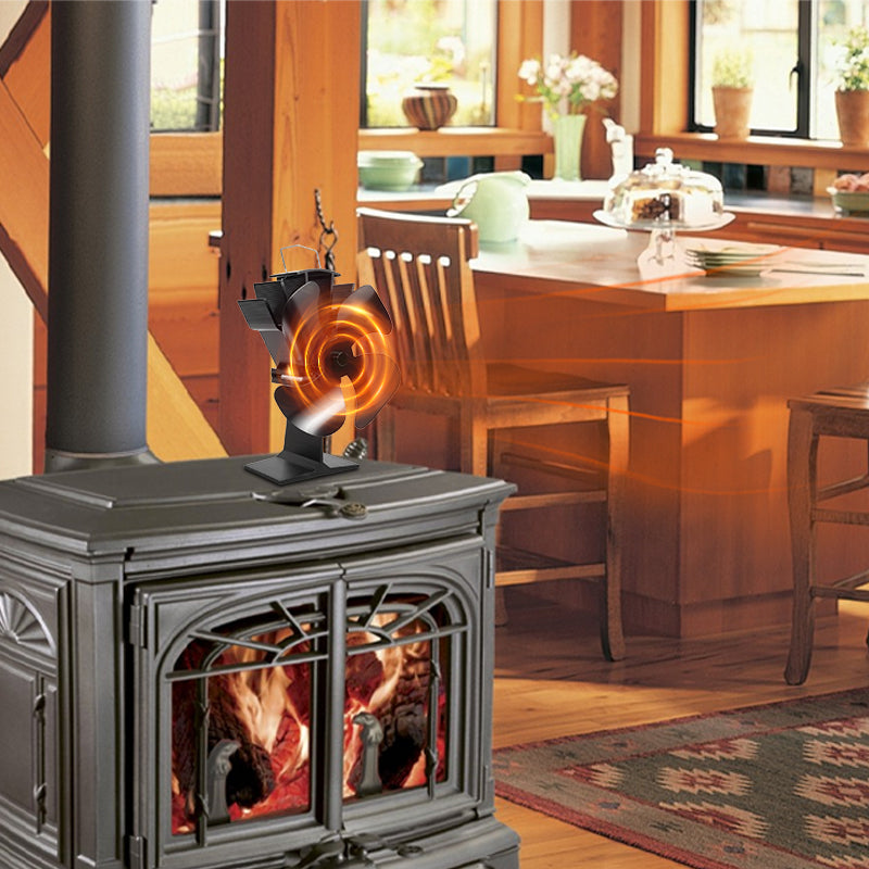 4 Blade Heat Powered Wood Stove Fan - VDSF614S - Silent Eco-Friendly Stove Fan for Efficient Heat Distribution in Cabins, Homes & RVs