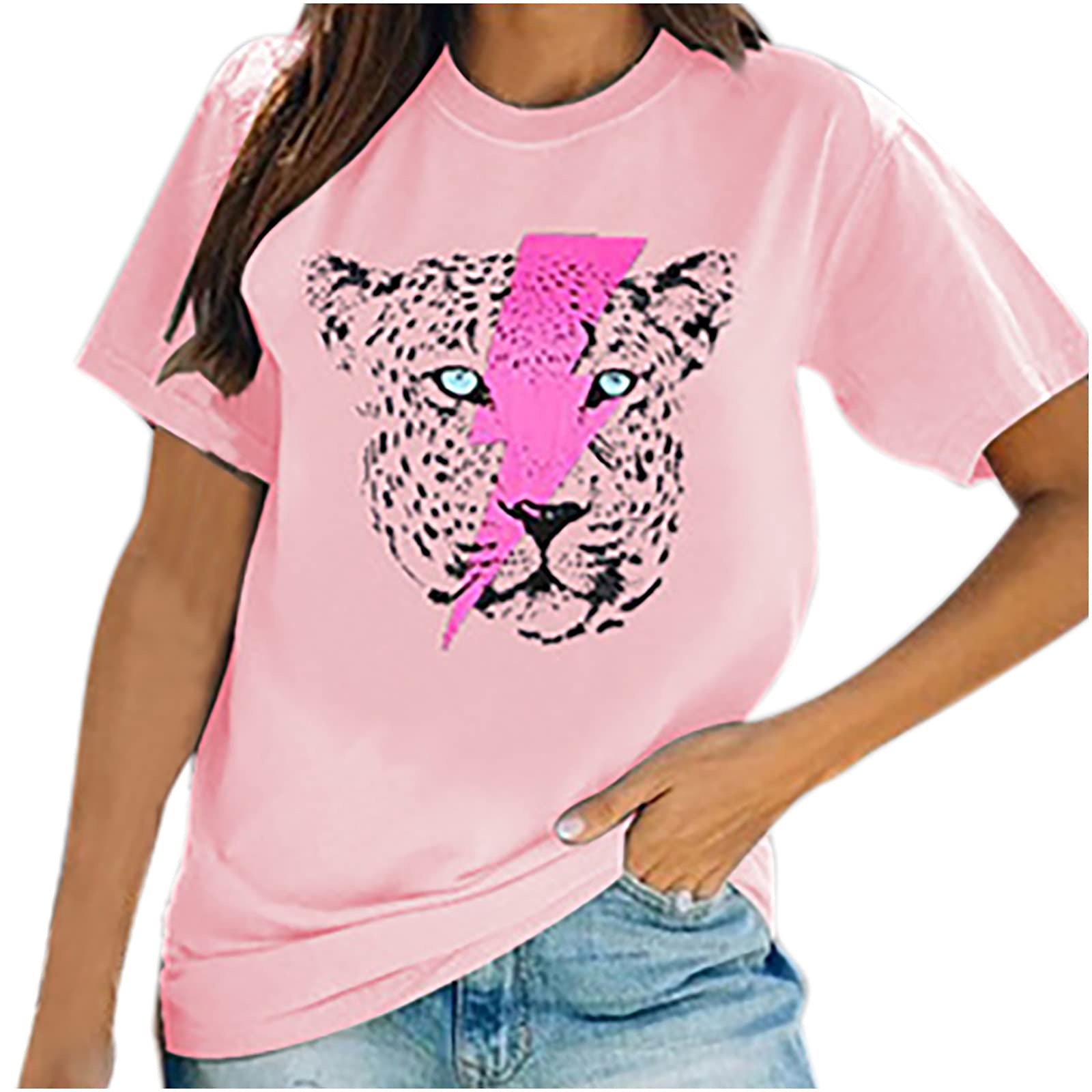 Women's Tiger Printed Short Sleeve T-Shirt - Summer Crewneck Graphic Tee Blouse with Funny Design (Sizes S-XXL) | Casual Wear, Street Fashion & Summer Outfits