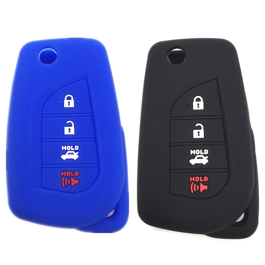 Premium Black & Blue Silicone Key Fob Cover for Toyota Camry, Corolla, RAV4, Highlander - Durable Protection, Perfect Fit - Ideal for Daily Use, Travel & Keychain Organization