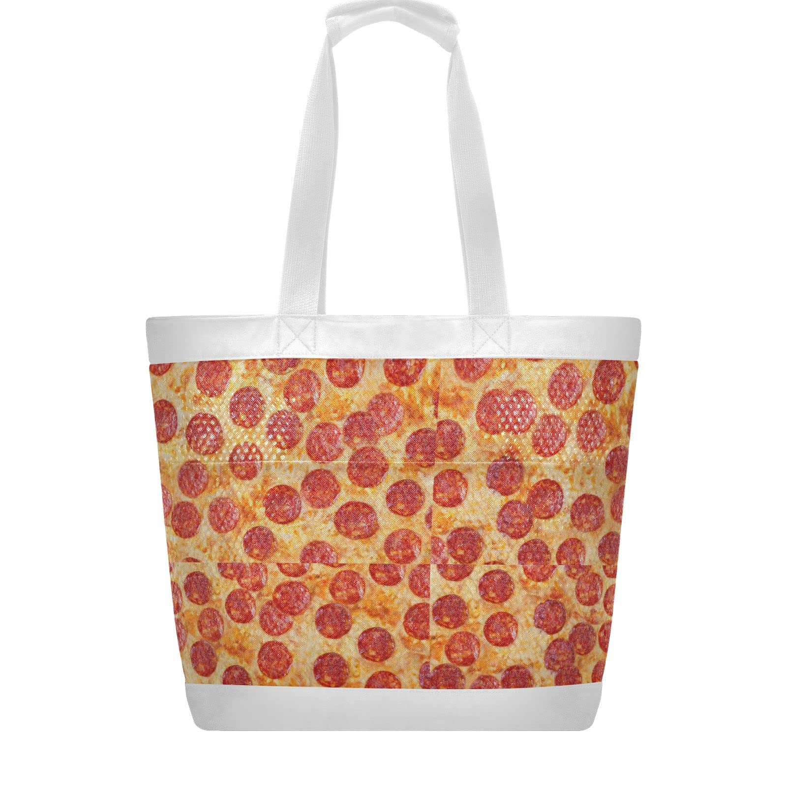 **J JOYSAY Large Lightweight Mesh Beach Tote Bag for Women - Waterproof Gym Bag for Pool, Sports, Travel & Shopping - Durable Pepperoni Pizza Design**