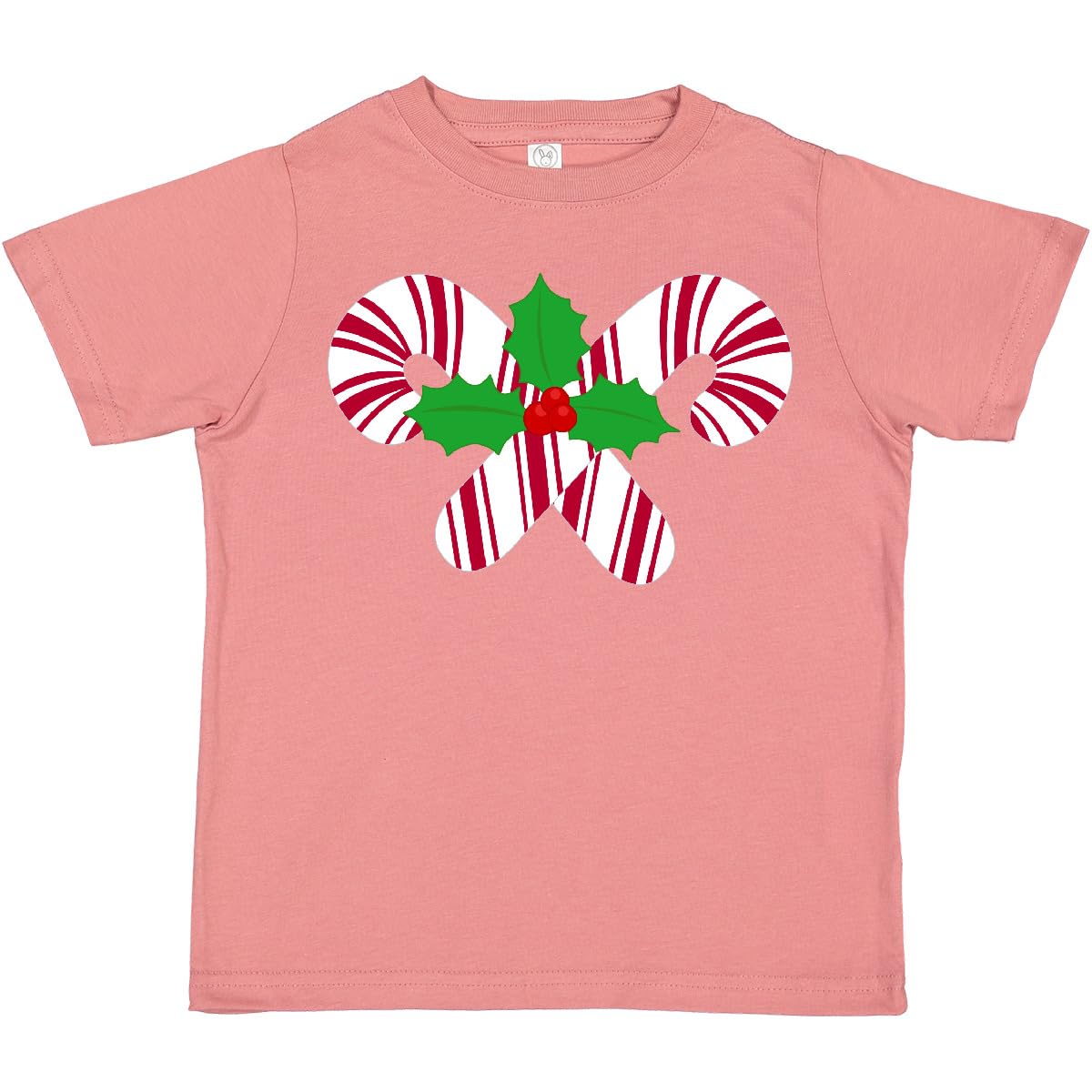 Inktastic Candy Canes and Holly Christmas Toddler T-Shirt - Festive Holiday Outfit for Kids, Toddler Christmas Party Wear, Family Photo Matching Shirts