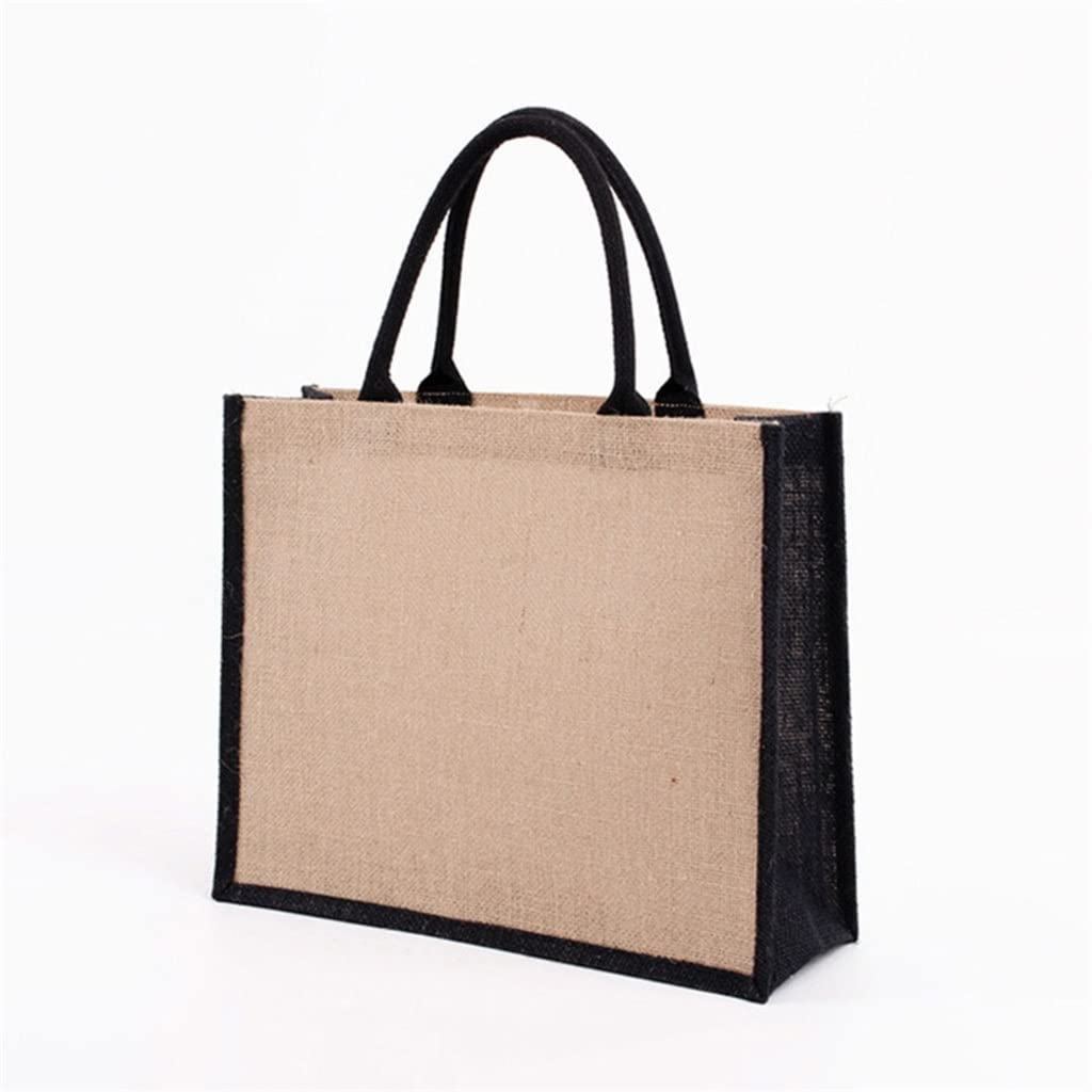 Eco-Friendly Reusable Jute Tote Bag - Natural Burlap Grocery Shopping Bag for Beach, Market & Daily Use (Color A) | Sustainable & Durable Carryall for Women & Men