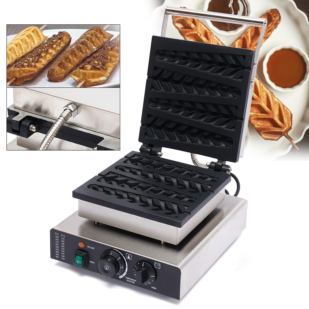 4-Piece Electric Waffle Maker Set - Non-Stick 110V Stainless Steel Waffle Iron for Hot Dogs, Muffins & Pancakes - Perfect for Home & Commercial Kitchen Use - Breakfast, Brunch & Party Cooking Essential