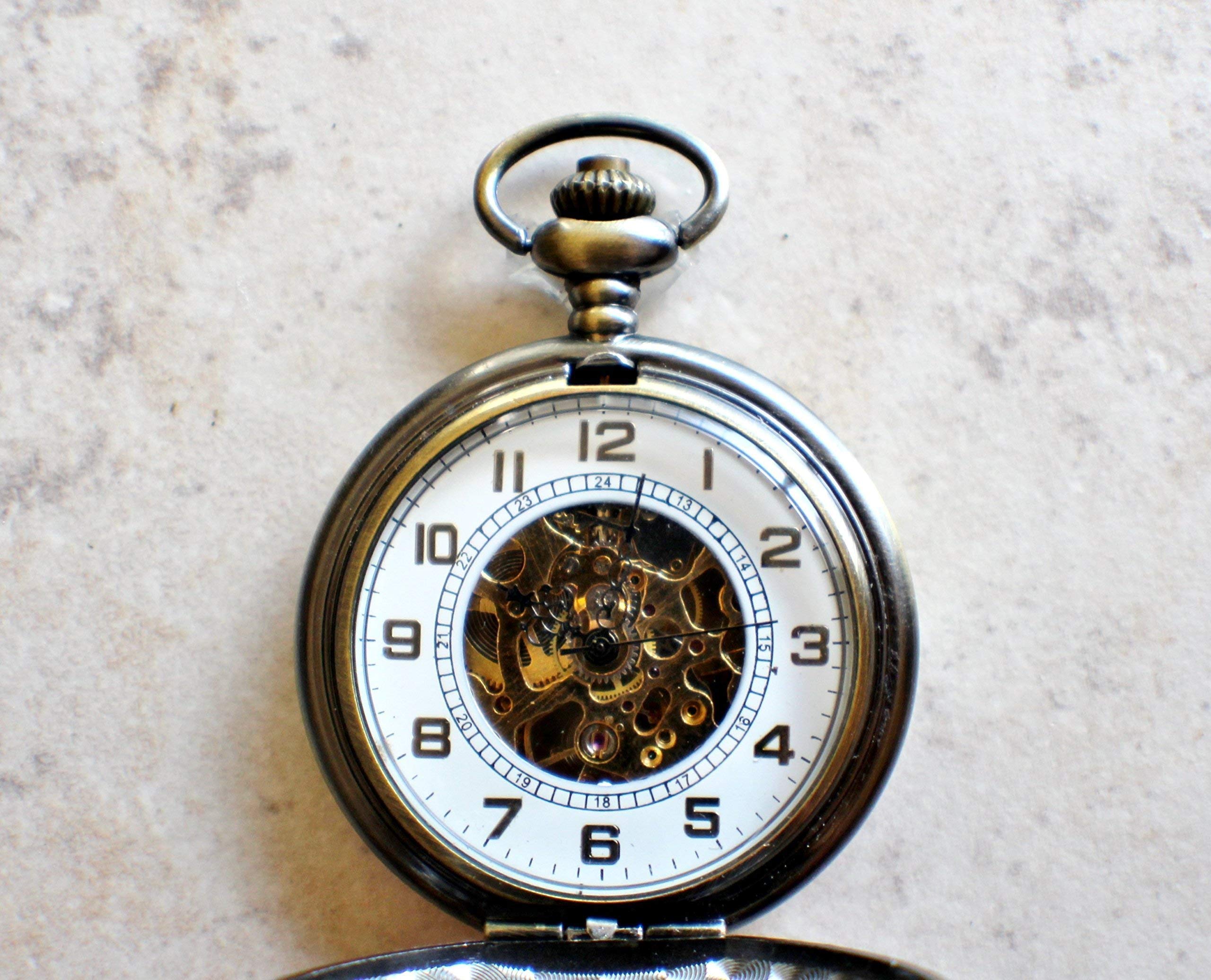 Vintage Mechanical Pocket Watch with Intricate Dragon Watch Fob - Perfect for Steampunk Fashion, Wedding Gifts & Antique Collectors