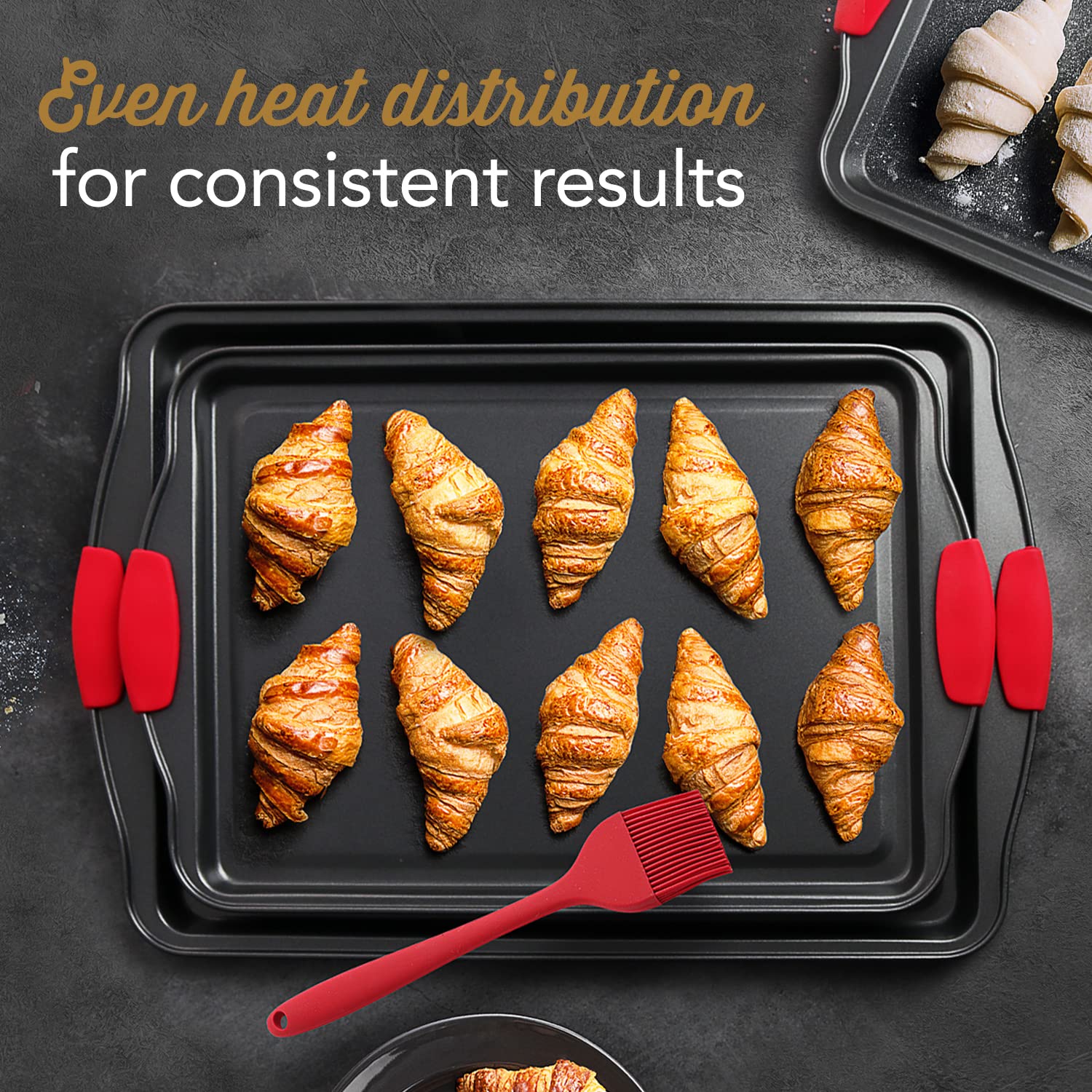 39-Piece Premium Nonstick Baking Pan Set - BPA Free Bakeware with Cookie Sheets, Muffin Pan, Cake Pan & Kitchen Utensils - Perfect for Home Baking, Parties & Holiday Cooking - Black