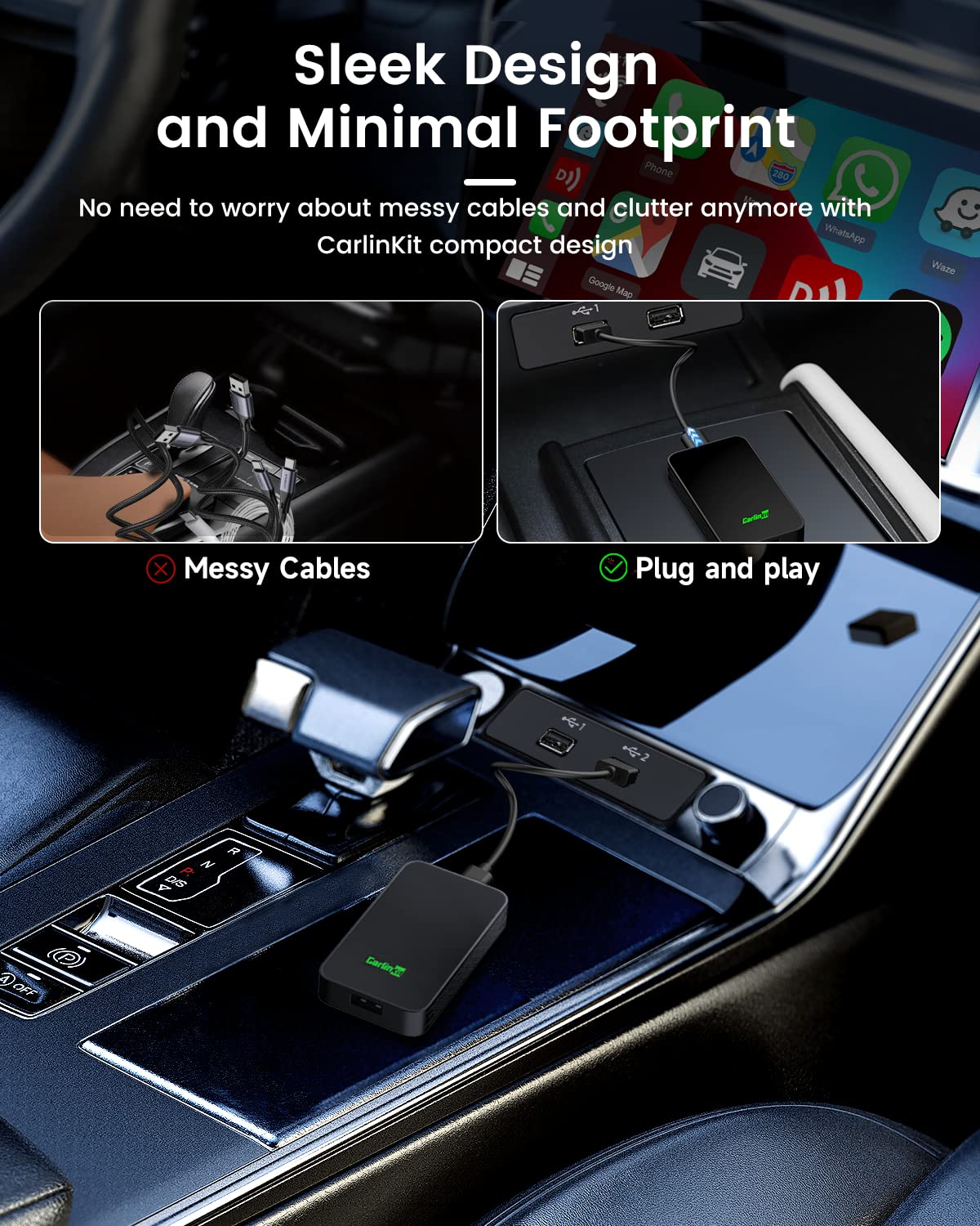 2024 CarlinKit 5.0 2air Wireless CarPlay & Android Auto Adapter - 5G WiFi Dongle for Wired CarPlay/Android Auto Cars - Plug & Play, Auto Connect, Online Update - Perfect for Commuting, Road Trips & Hands-Free Driving