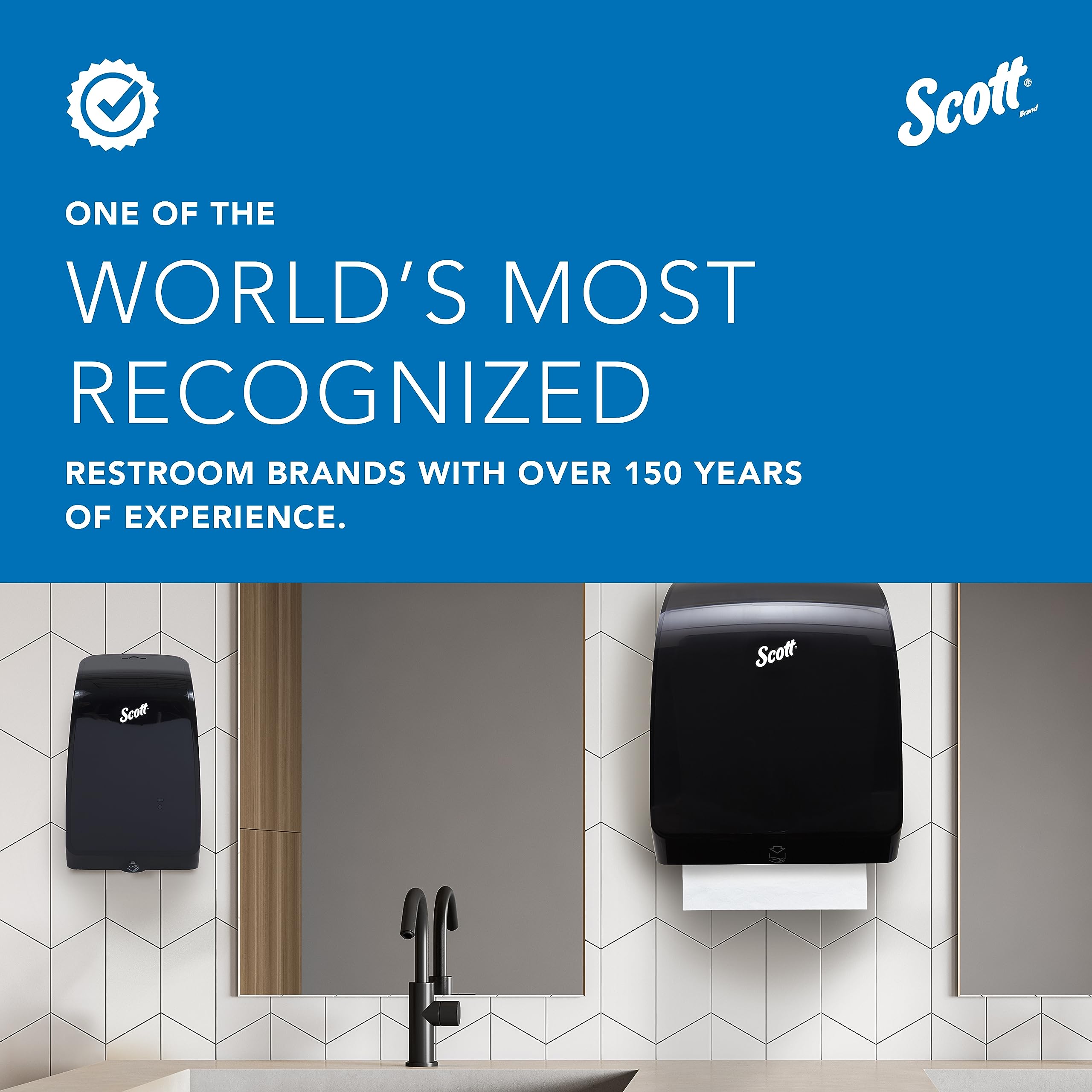 Scott Essential Electronic Towel Dispenser (48858) - Fast Change White Paper Towel Holder with Purple Core - Hands-Free Automatic Dispenser for Kitchen, Bathroom & Office Hygiene