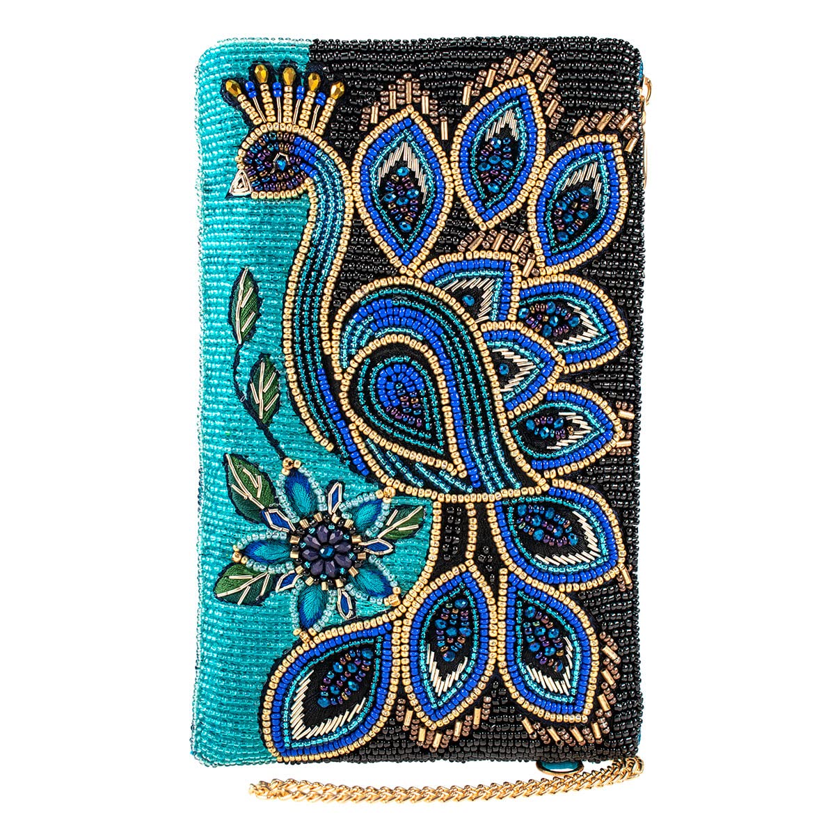 Mary Frances Peacock Pride Beaded Crossbody Phone Bag - Stylish Beaded Purse with Adjustable Strap for Women, Perfect for Parties, Weddings & Evening Events