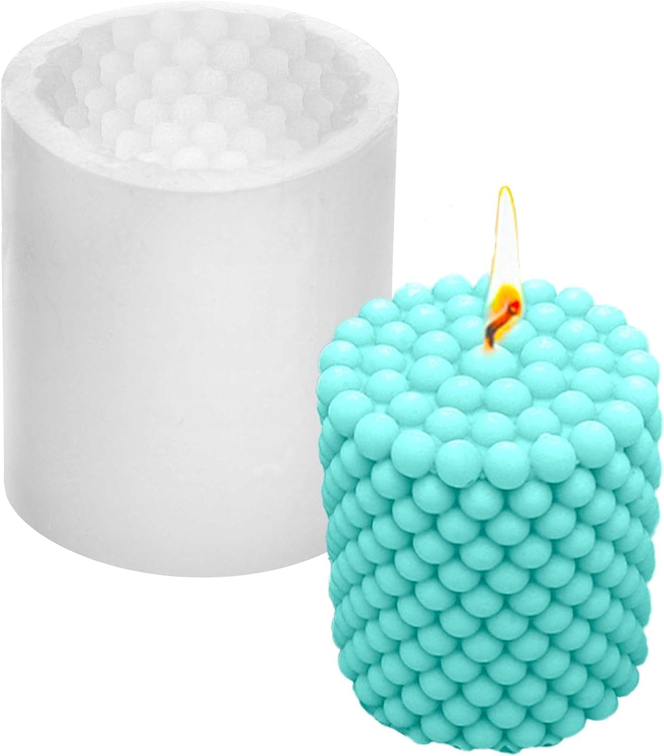 Premium 3D Bubble Cylinder Candle Molds - Easy Demold Silicone Pillar Molds for DIY Candle Making, Geometric Ball & Cube Resin Casting Molds - Perfect for Home Decor, Wedding Centerpieces & Spa Relaxation