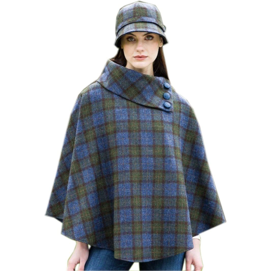 Authentic Irish Tweed Poncho for Women - 100% Pure Irish Wool, Handwoven in Ireland - One Size Fits All - Perfect for Fall Fashion, Outdoor Adventures & Cozy Evenings