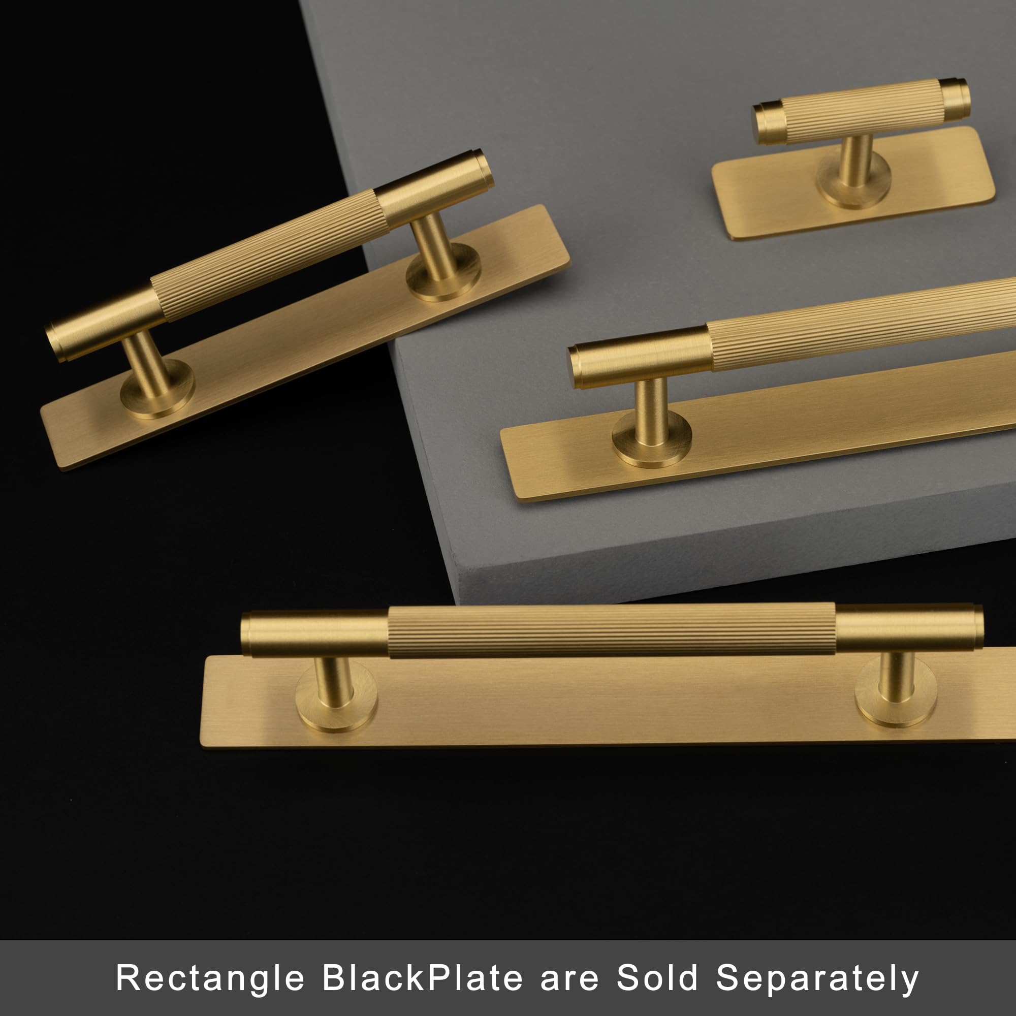 QOGRISUN 5-Pack Solid Brass Cabinet Pulls Back Plates - 3-Inch Hole Center, 5.3-Inch Length - Brushed Brass Finish for Kitchen, Bathroom & Furniture Hardware Upgrade