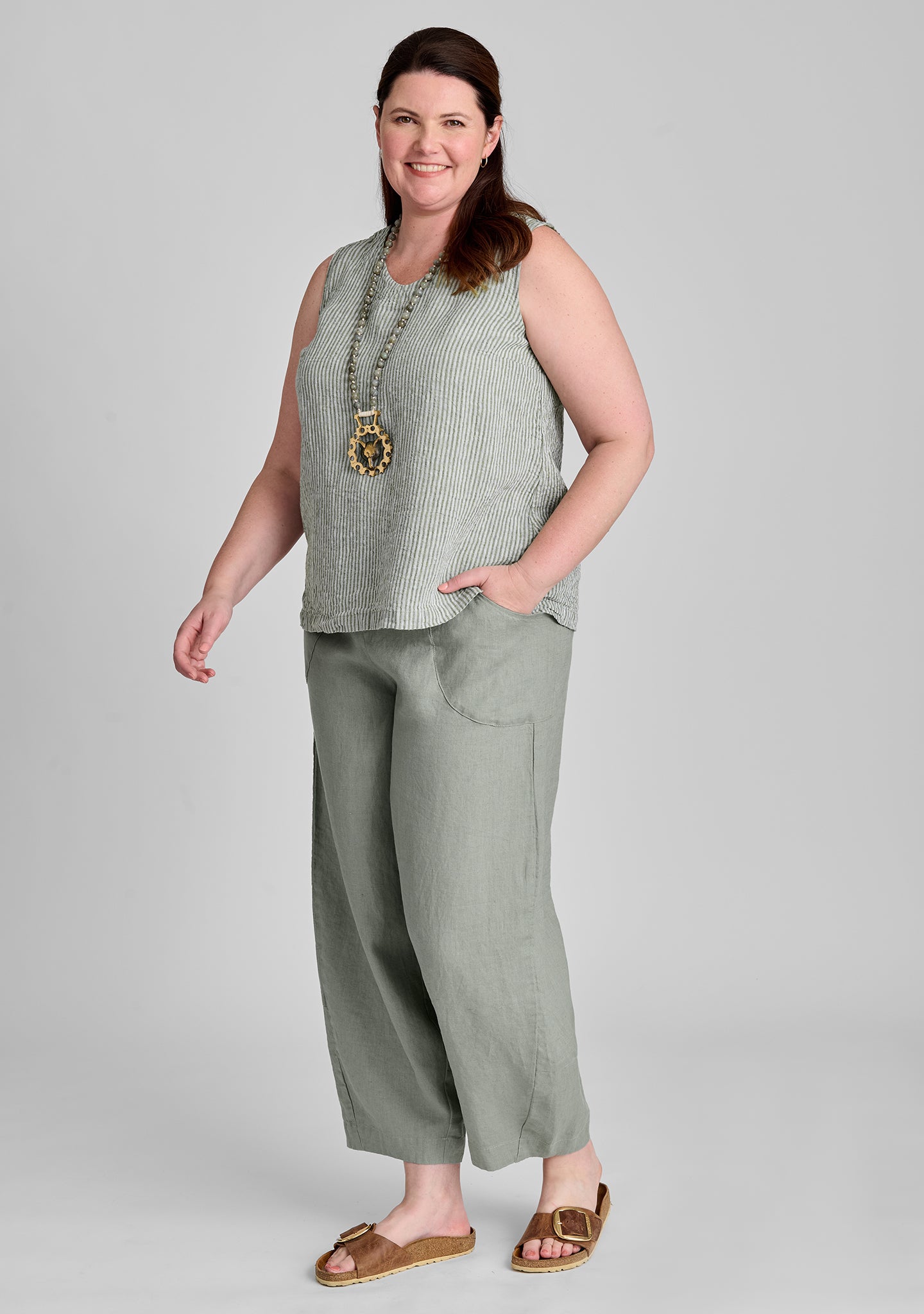 Gem Tank Linen Tank Top for Women - Breathable Summer Casual Wear, Perfect for Beach, Yoga & Everyday Outfits