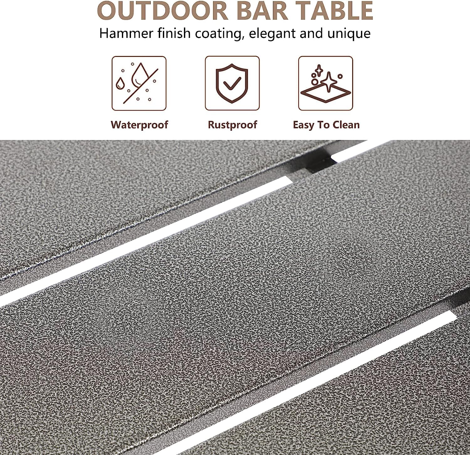 Outdoor Bar Table 40 Inch - Counter Height Rectangle Patio Table for Garden, Yard, Balcony & Poolside - Weather-Resistant Gray Outdoor Dining & Entertaining Furniture - Perfect for BBQs, Parties & Relaxing by the Pool