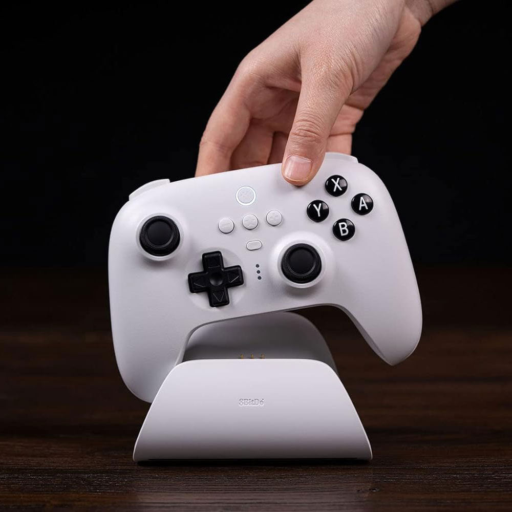 8Bitdo Ultimate Bluetooth Controller with Charging Dock - Wireless Pro Gamepad with Hall Effect Joystick for Nintendo Switch, PC Windows & Steam Deck | Ergonomic Design for Long Gaming Sessions (White)
