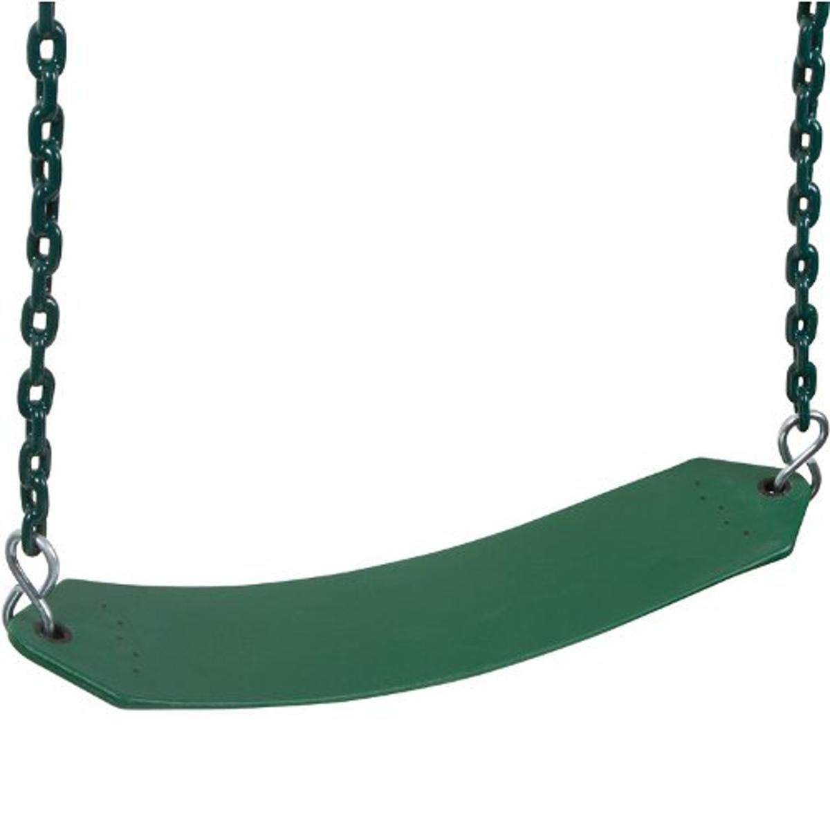 Premium Residential Belt Swing Seat with 8.5 Ft. Coated Chain - Heavy Duty Green Outdoor Swing for Kids, Backyard, Playground & Treehouse Fun