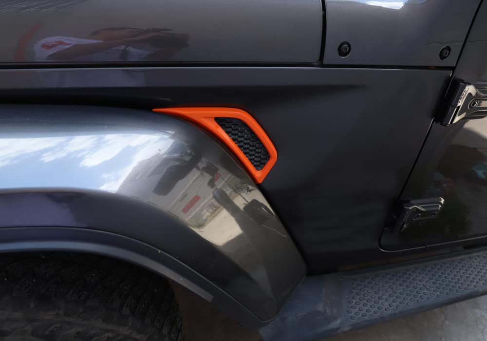 Jeep Wrangler JL & Gladiator JT 2018+ Wheel Fender Vent Cover - Orange Exterior Accessory for 4-Door Models | Off-Road Protection & Custom Styling Upgrade