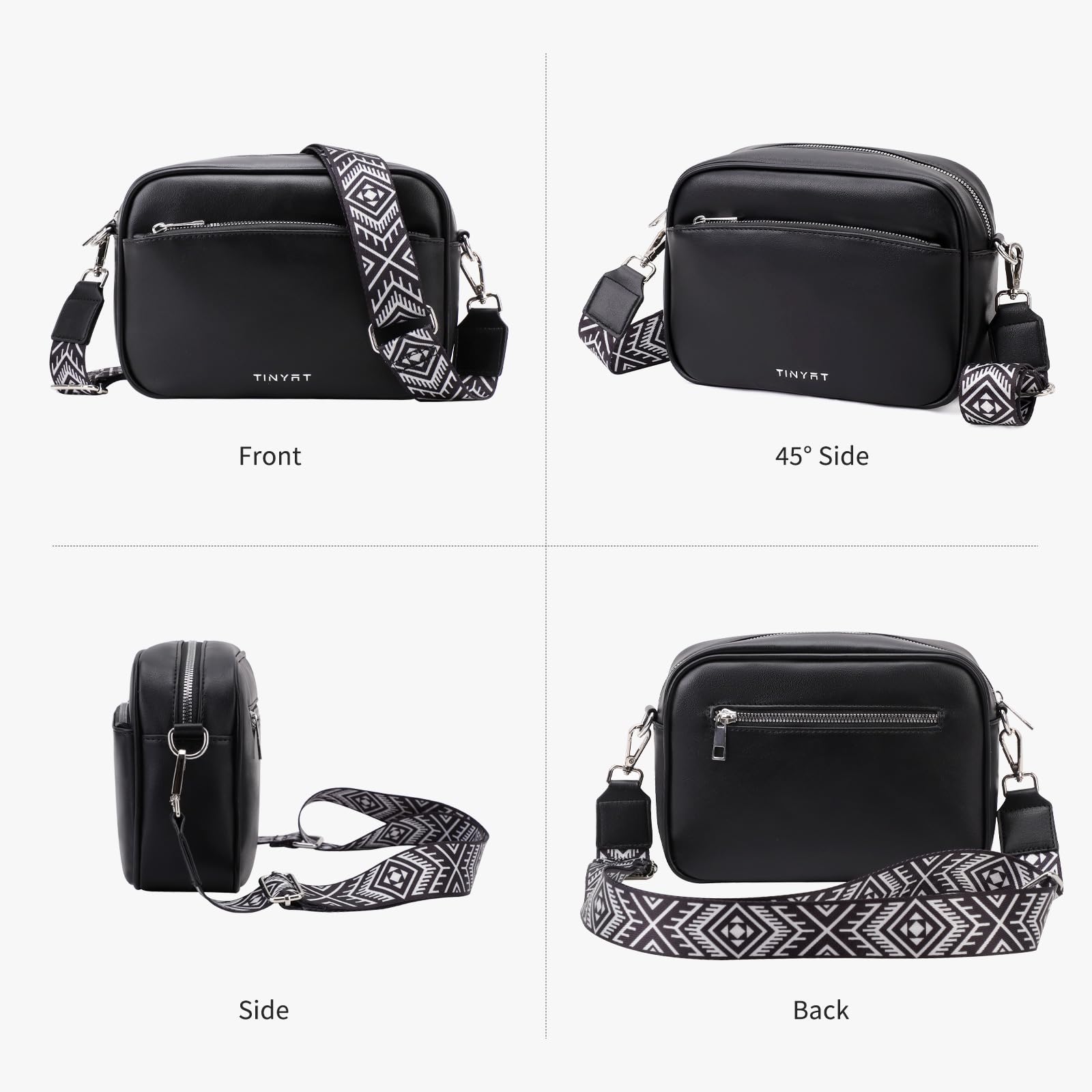 TINYAT Women's Small Crossbody Bag with Adjustable Wide Strap - Stylish Shoulder Purse for Everyday Use, Travel & Shopping