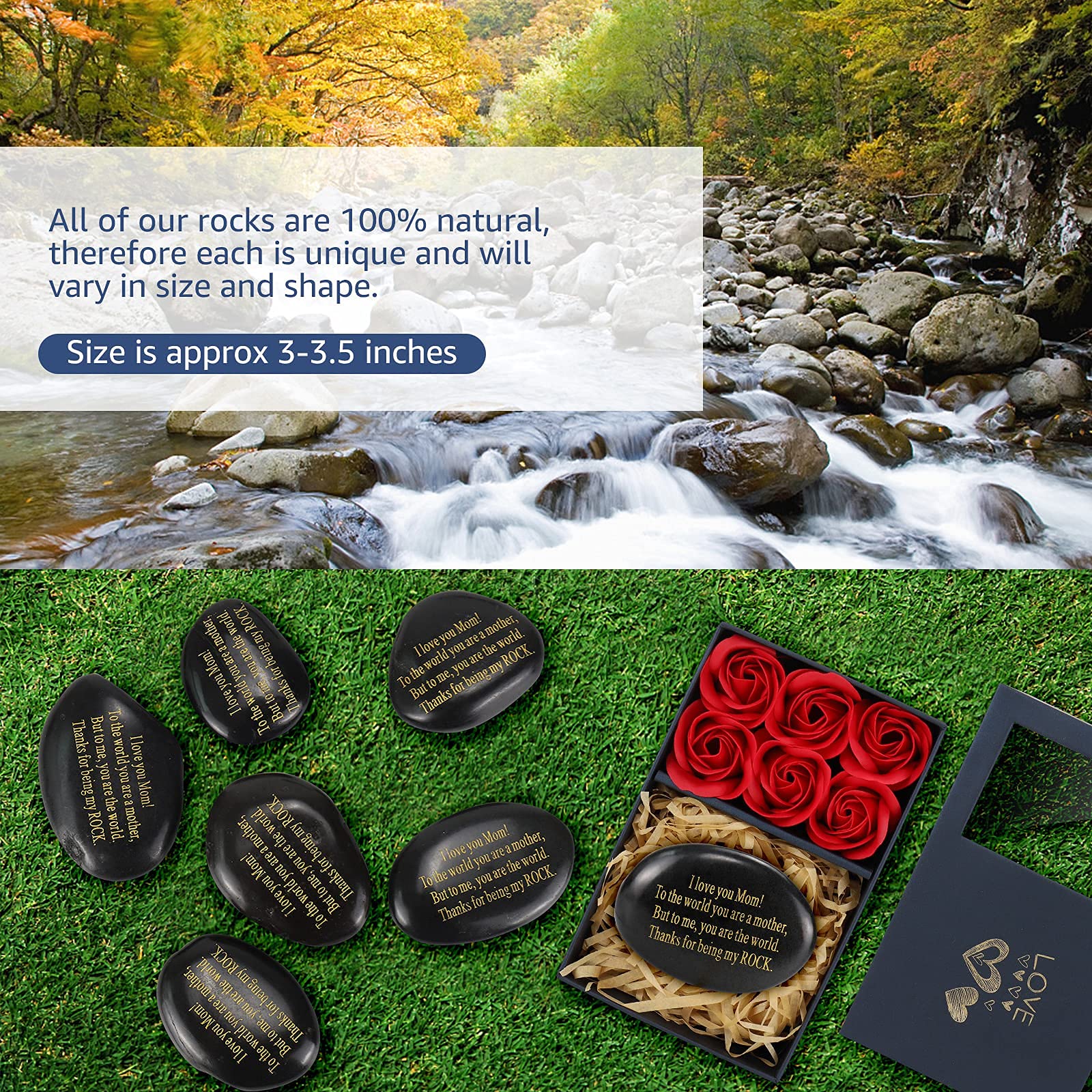 **Personalized Engraved Rock Gift for Mom - Unique Mother's Day Present from Daughter or Son with Greeting Card - Perfect for Birthday, Anniversary, and Special Occasions**