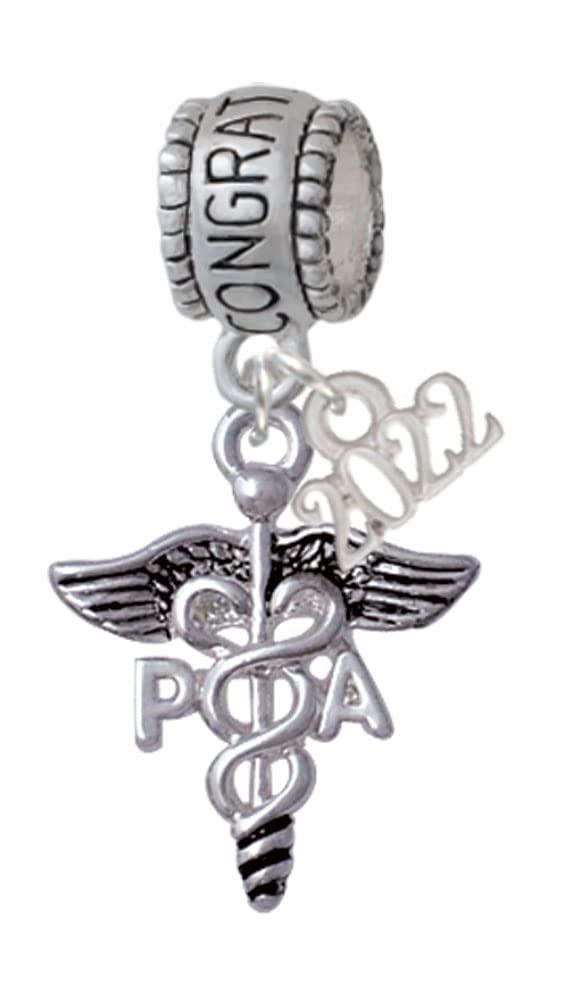 Delight Jewelry Silvertone Caduceus Medical Charm Bead - Perfect for Nursing Graduation Gifts, Medical School Congratulations & Healthcare Worker Appreciation in 2022 | Ideal for Bracelets, Necklaces & Pandora Style Jewelry
