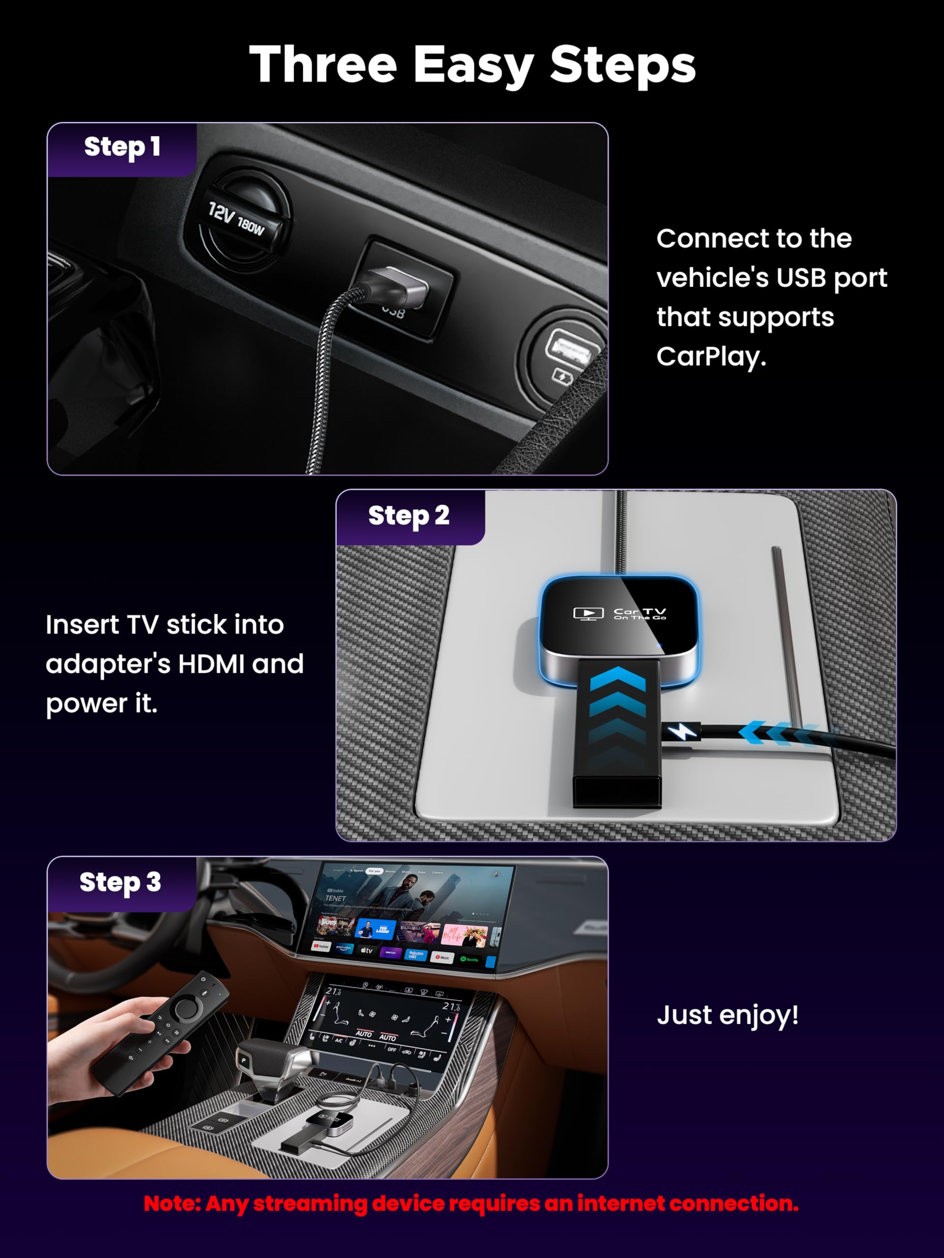 2025 Upgraded 2-in-1 CarPlay TV Adapter - Convert Wired CarPlay to HDMI for TV Stick with Metal & Glass Case | Car TV Mate Pro Wireless Apple CarPlay Dongle | Compatible with 2016+ Vehicles with Wired CarPlay | Perfect for Home Entertainment & Car Video Streaming