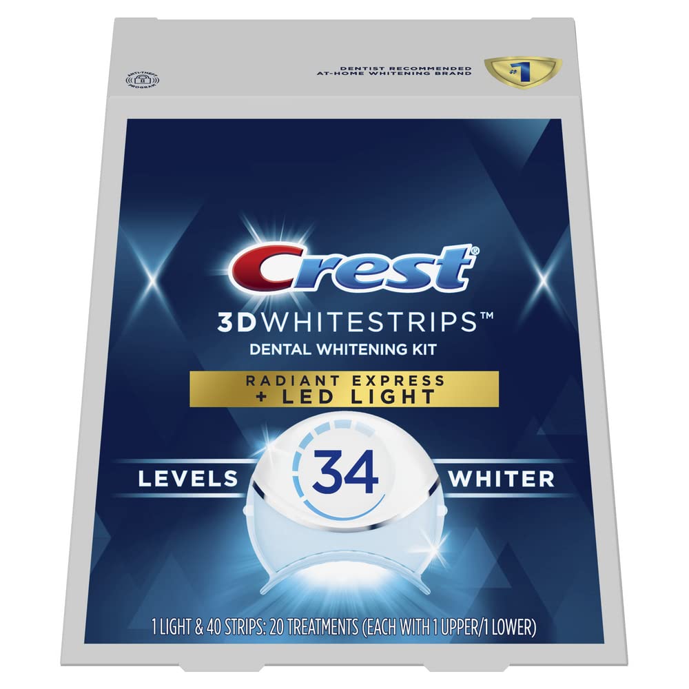 Crest 3D Whitestrips Professional Teeth Whitening Kit with LED Accelerator Light - 40 Strips (20 Treatments) for Brighter Smile - At Home Teeth Whitening for Special Occasions & Daily Confidence Boost