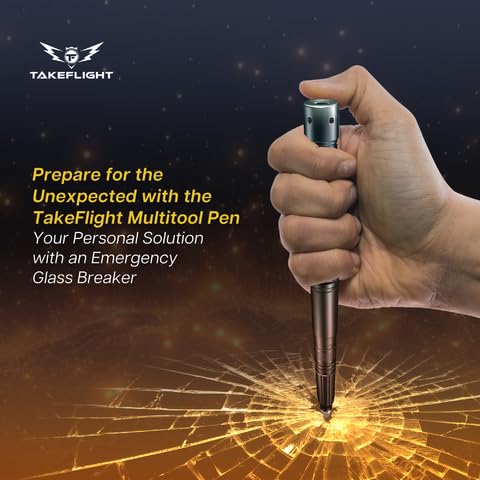 Tactical Pen with Flashlight - Self Defense Multi Tool Survival Pen with Glass Breaker & Bottle Opener - Perfect for Outdoor, Emergency, EDC & Gifts for Men & Women