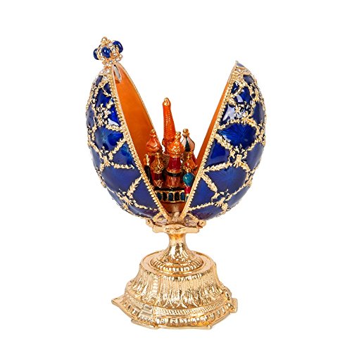 Hand Painted Blue Easter Egg Enamel Trinket Box - Unique Decorative Gift for Family & Friends | Perfect for Easter Decor, Jewelry Storage & Home Display