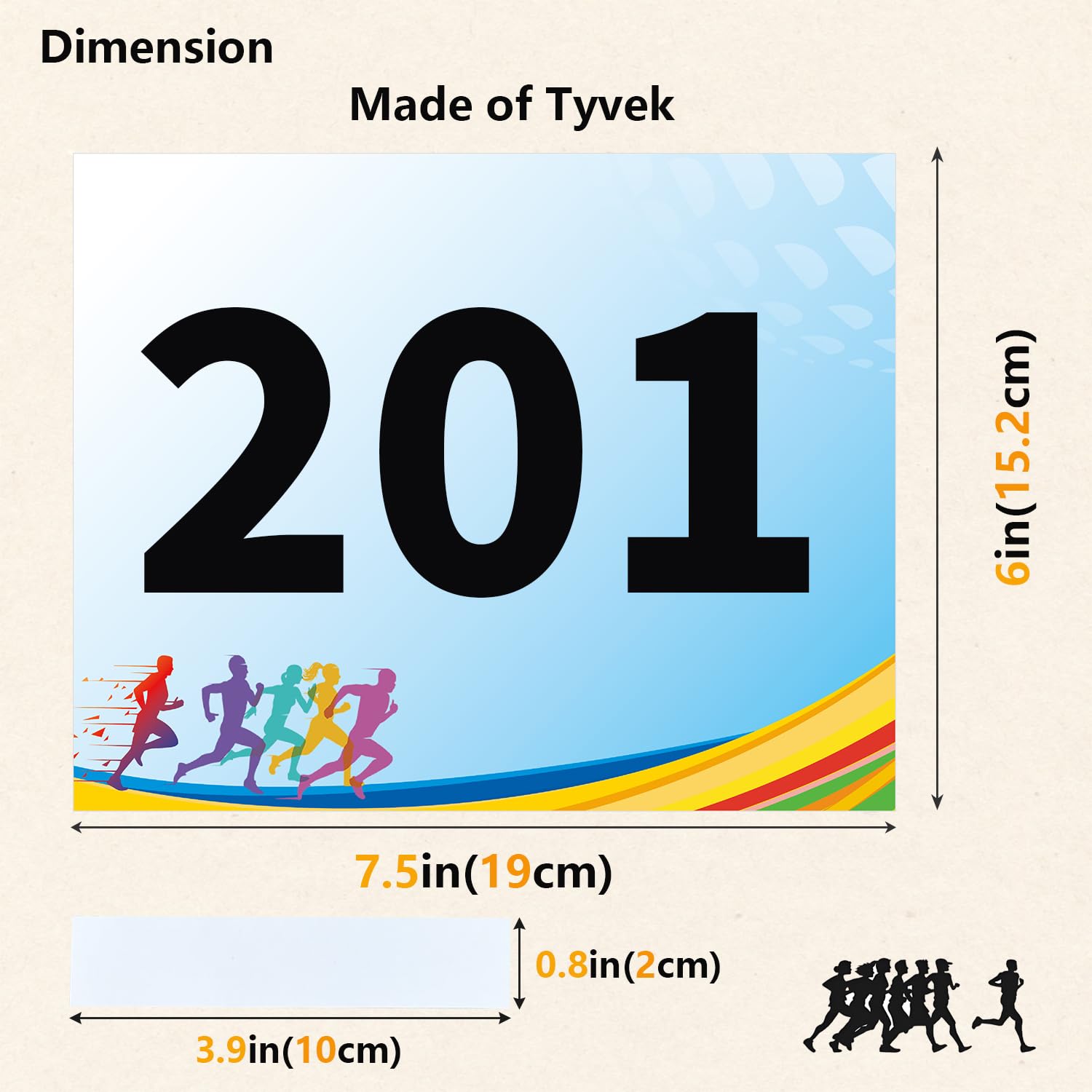Tyvek Race Bibs with Bib Tape - No-Pin Running Numbers for Marathon, Track & Sports Events - Durable & Comfortable for Runners, Tryouts & Auditions