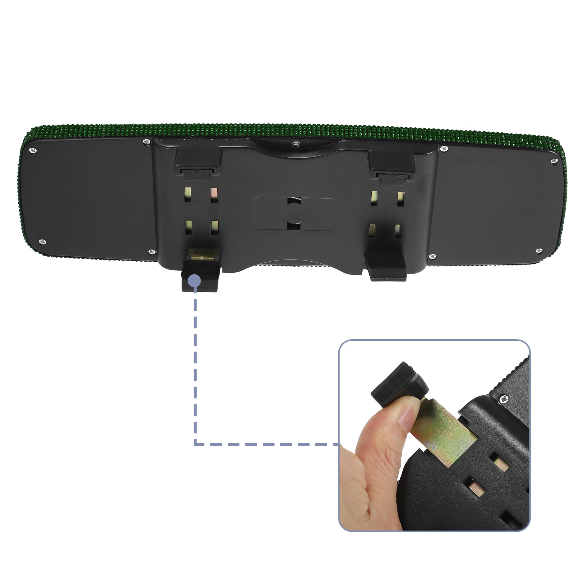 X AUTOHAUX Faux Crystal Rhinestone Rear View Mirror Charm - Elegant Car Interior Accessory for Women (Green) | Perfect for Adding Glam to Your Daily Commute & Road Trips