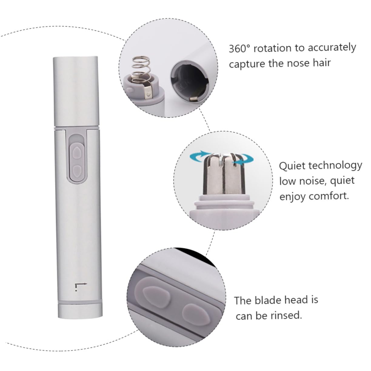 Electric Nose Hair Trimmer for Men - Mini Nose & Facial Hair Clipper - Safe Precise Grooming Tool for Home Travel & Personal Care - Best for Eyebrows Ear Hair & Beard Trimming