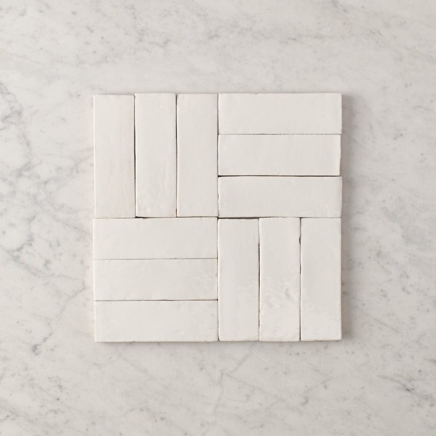 Noosa Gloss Zellige White Tile - Premium Ceramic Wall & Floor Tile for Bathroom, Kitchen Backsplash & Shower Renovation