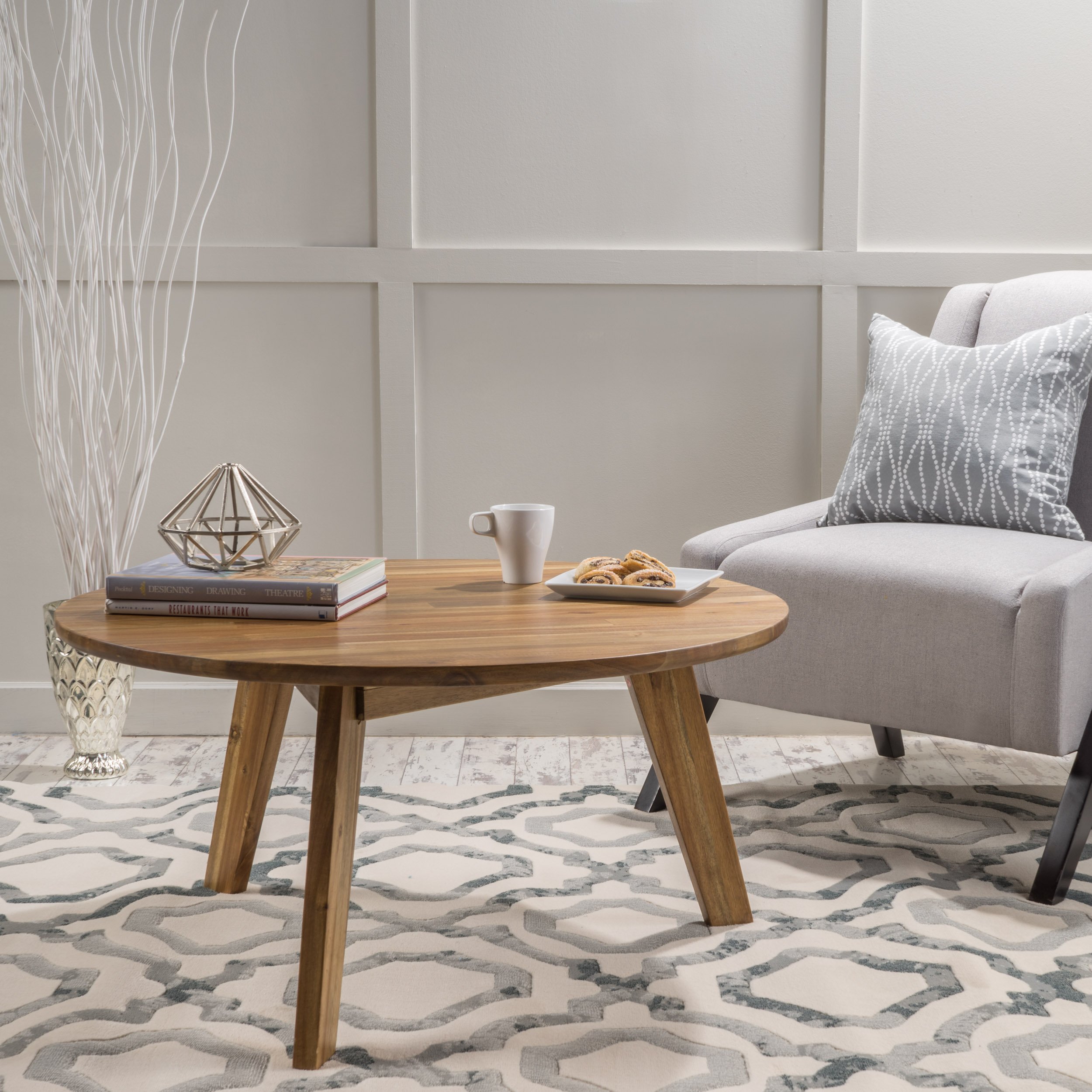Christopher Knight Home Canton Acacia Wood Coffee Table - Natural Stained Finish - Rustic Living Room Furniture for Home Decor & Entertaining