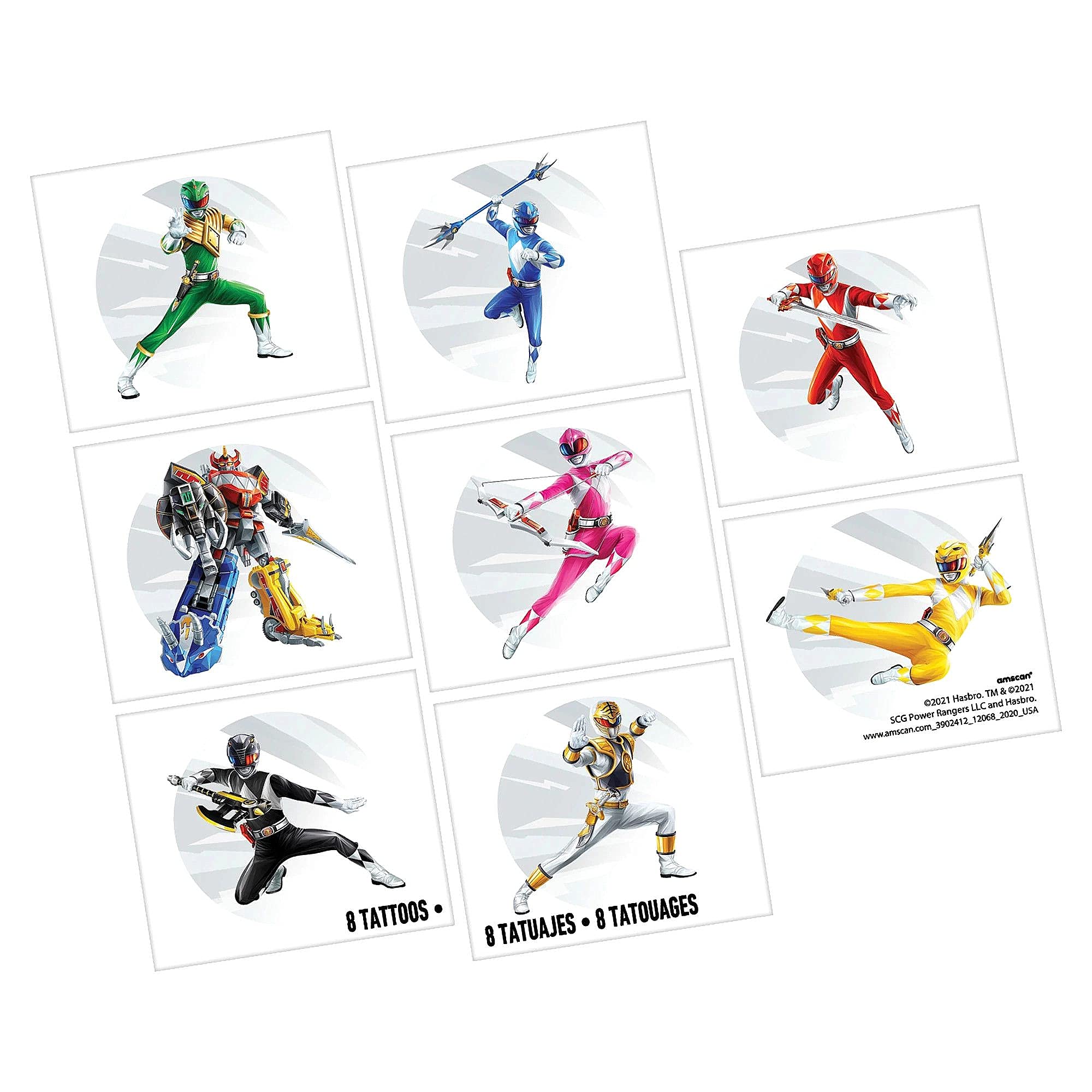 Power Rangers Classic Temporary Tattoos for Kids - 24 Fun Designs for Birthday Parties, Halloween & Cosplay