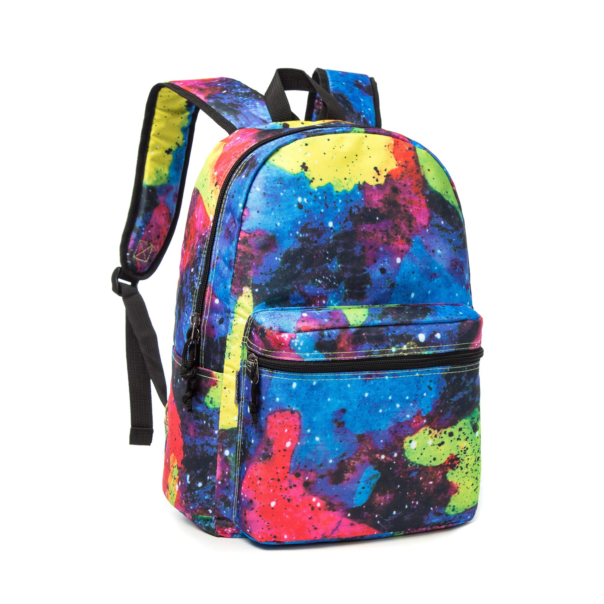 K-Cliffs Classic Backpack for School & Travel - Lightweight Student Backpack with Laptop Compartment (Fits Chromebook), Water Bottle Holder & Padded Straps - Rainbow Printed Design - Perfect for College, Work, Commuting & Outdoor Adventures