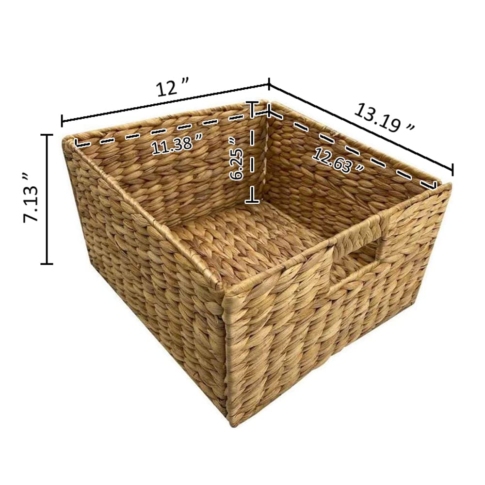 3-Tier X-Side End Table Storage Cabinet with 6 Wicker Baskets - Walnut Finish for Living Room, Bedroom, or Entryway Organization
