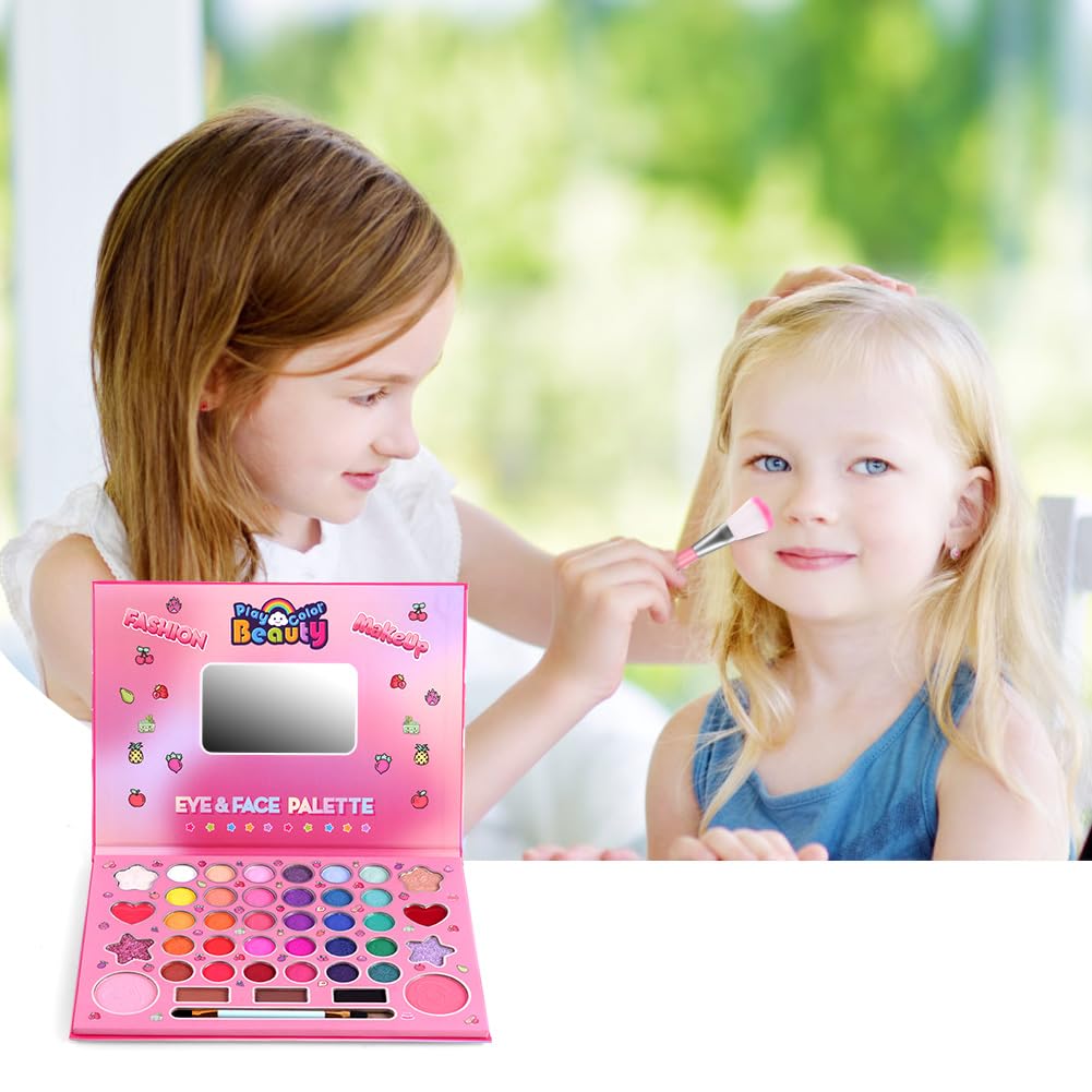 Aomig Girls Makeup Set - 41 Color Kids Makeup Kit with Brushes, Safe & Non-Toxic Cosmetic Toy for Birthday, Christmas & Party | Perfect for Dress-Up, Pretend Play & Special Occasions